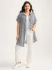 Striped Button-Front Tunic Blouse sold by Bloomchic