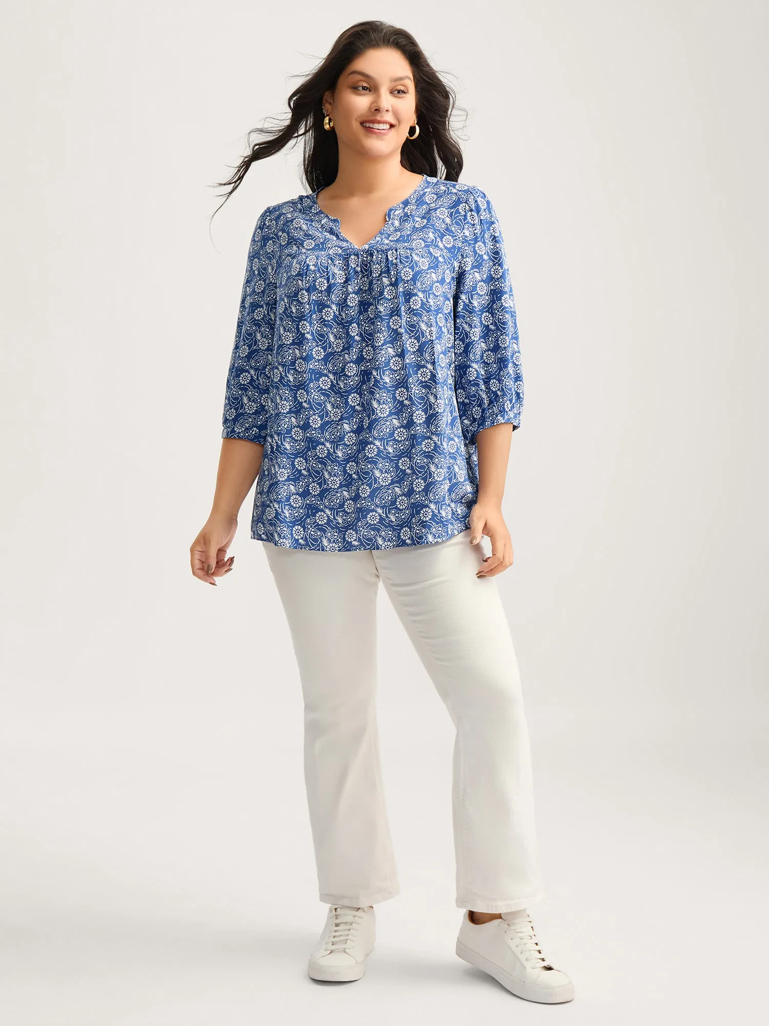 Floral Print Quarter Sleeve Blouse sold by Bloomchic product image thumbnail 3