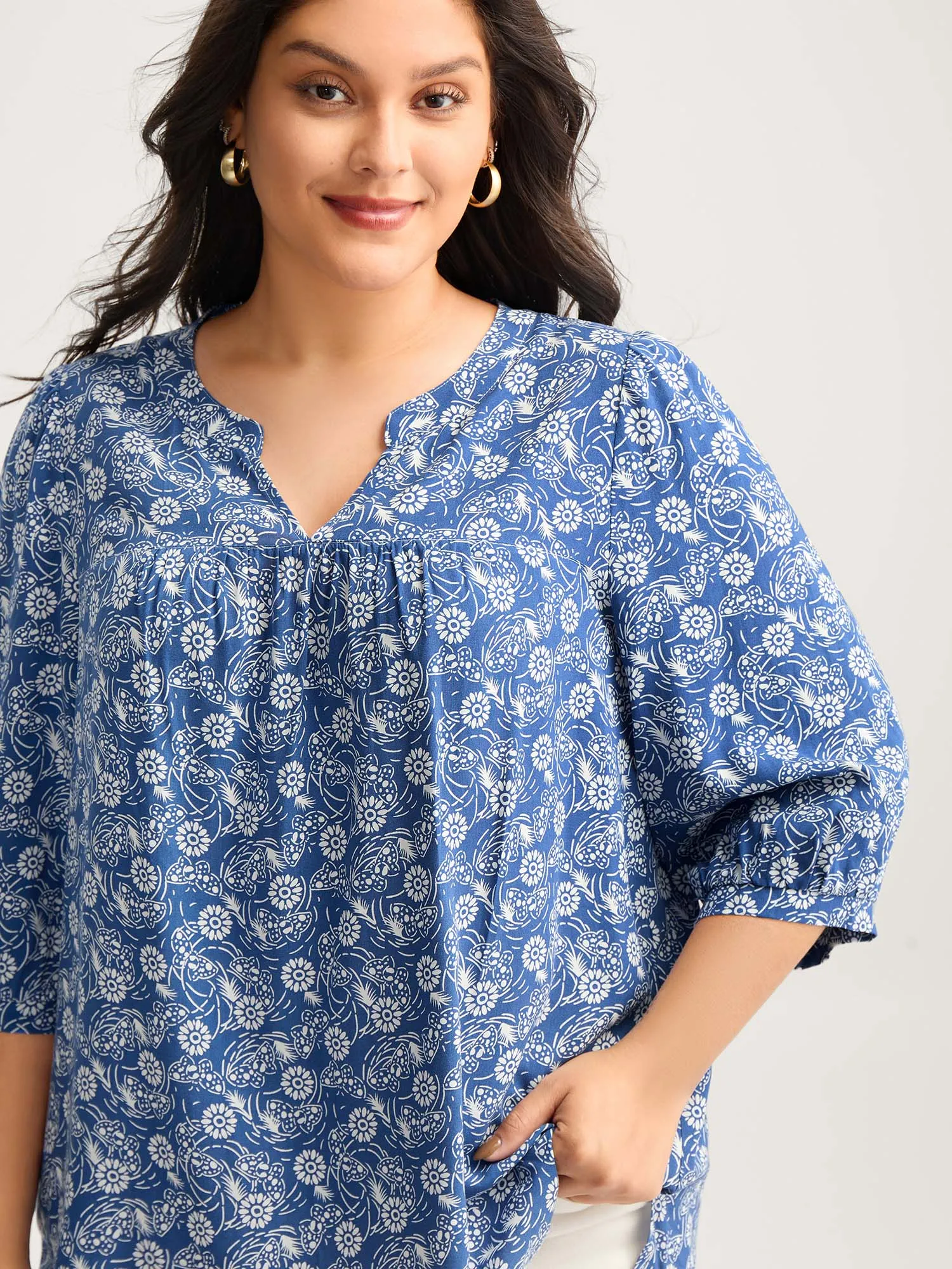 Floral Print Quarter Sleeve Blouse sold by Bloomchic product image thumbnail 2