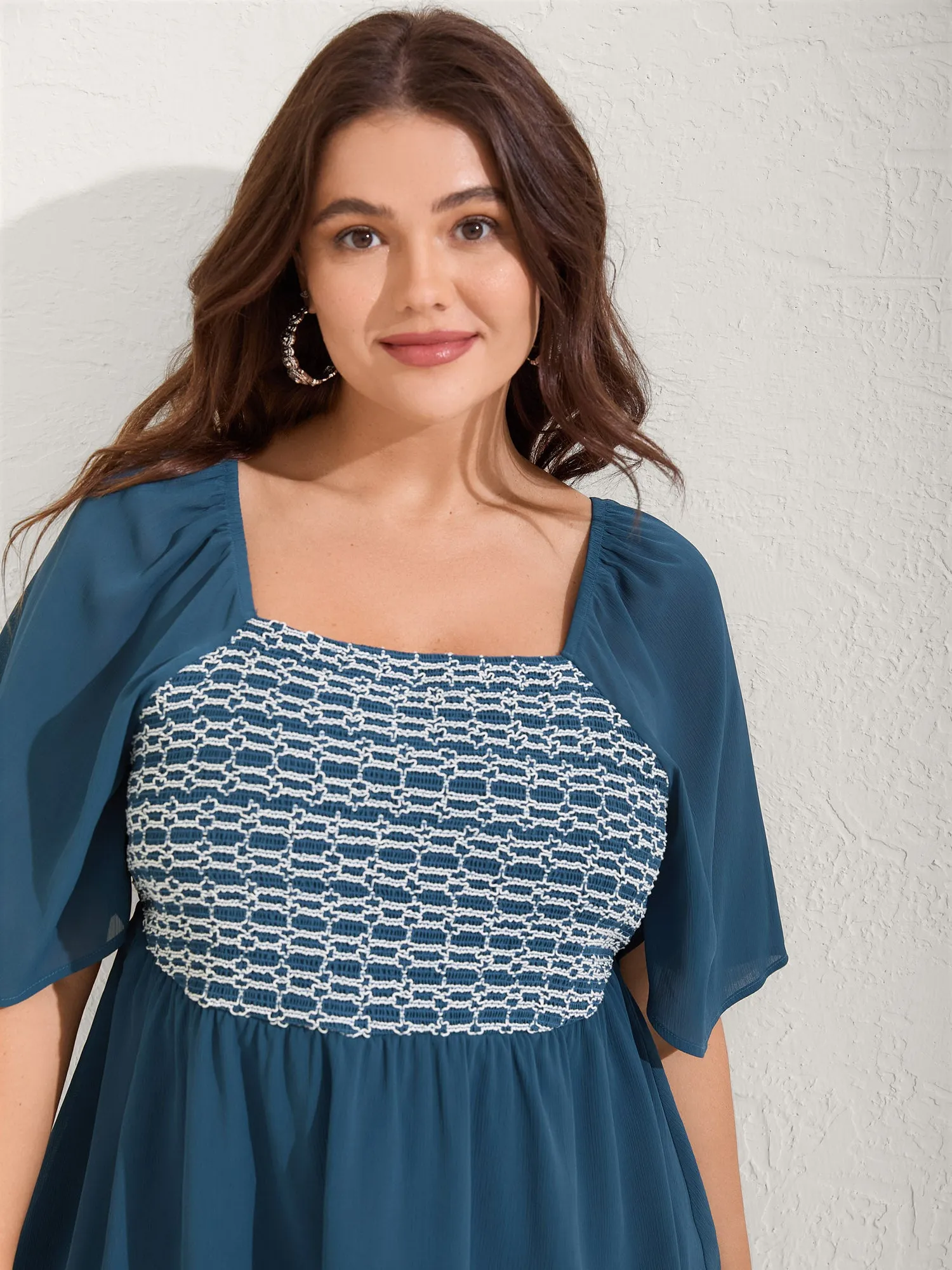 Shirred Ruffled Sleeve Color Contrast Blouse sold by Bloomchic product image thumbnail 2