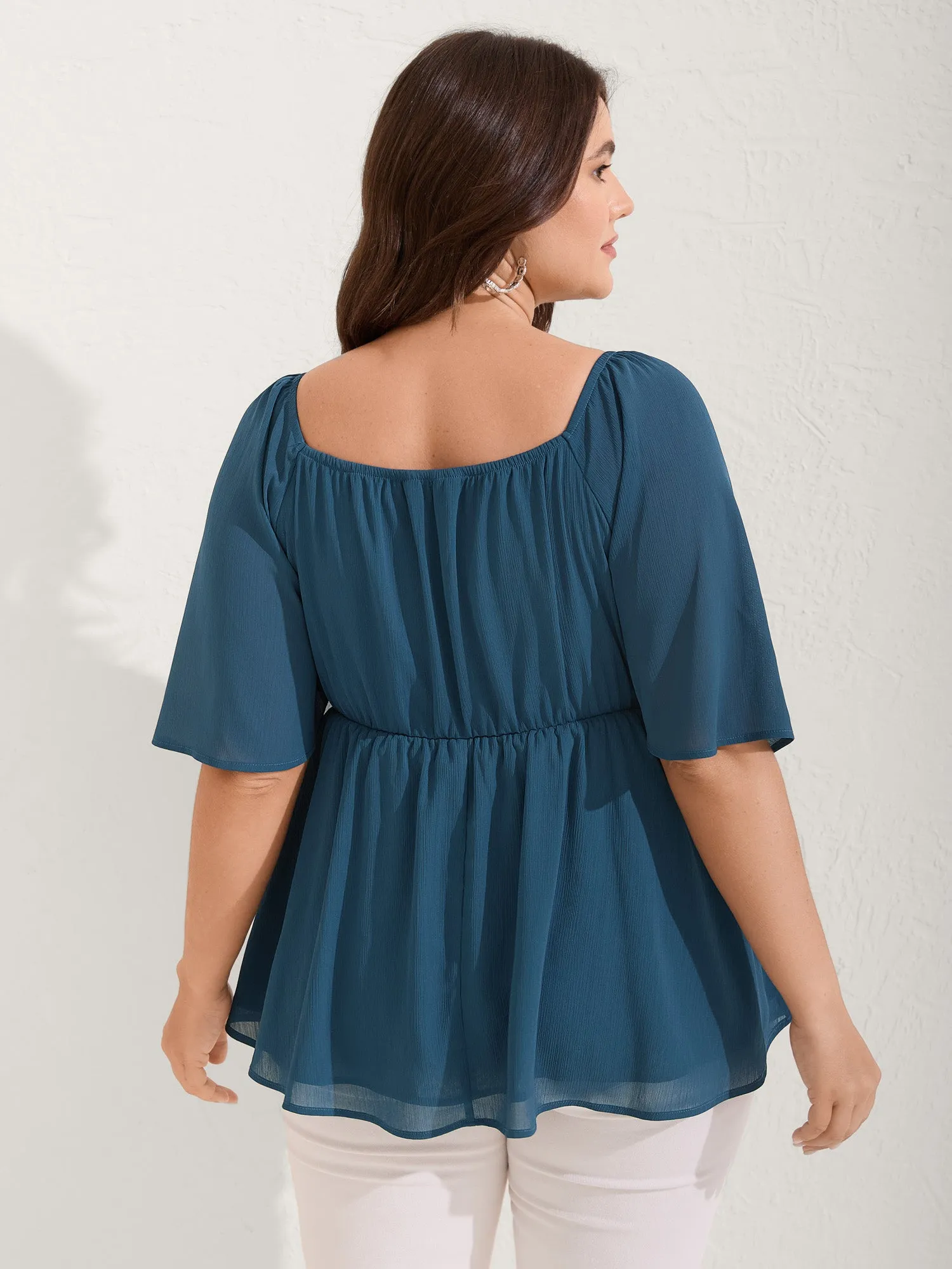 Shirred Ruffled Sleeve Color Contrast Blouse sold by Bloomchic product image thumbnail 4