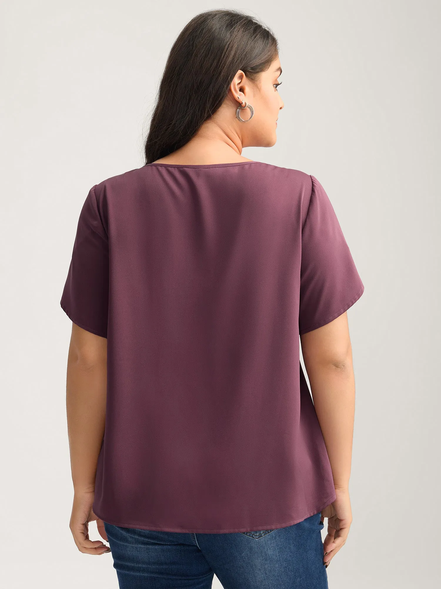 Petal Sleeve Shoulder Button Solid Blouse sold by Bloomchic product image thumbnail 5
