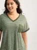 Stripe Color Contrast Pockets T-Shirt sold by Bloomchic