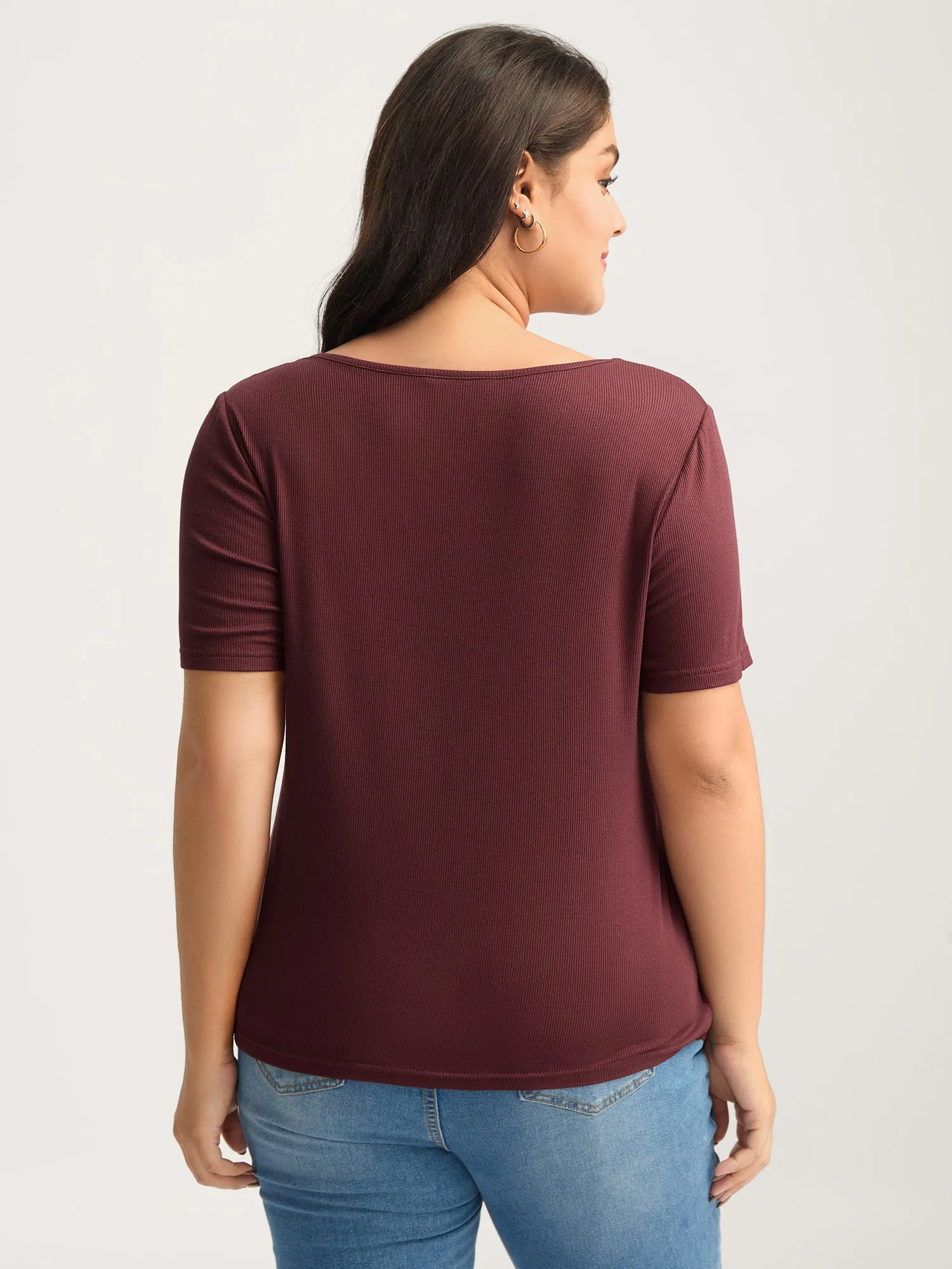 Lace V-Neck Fitted T-Shirt sold by Bloomchic product image thumbnail 4