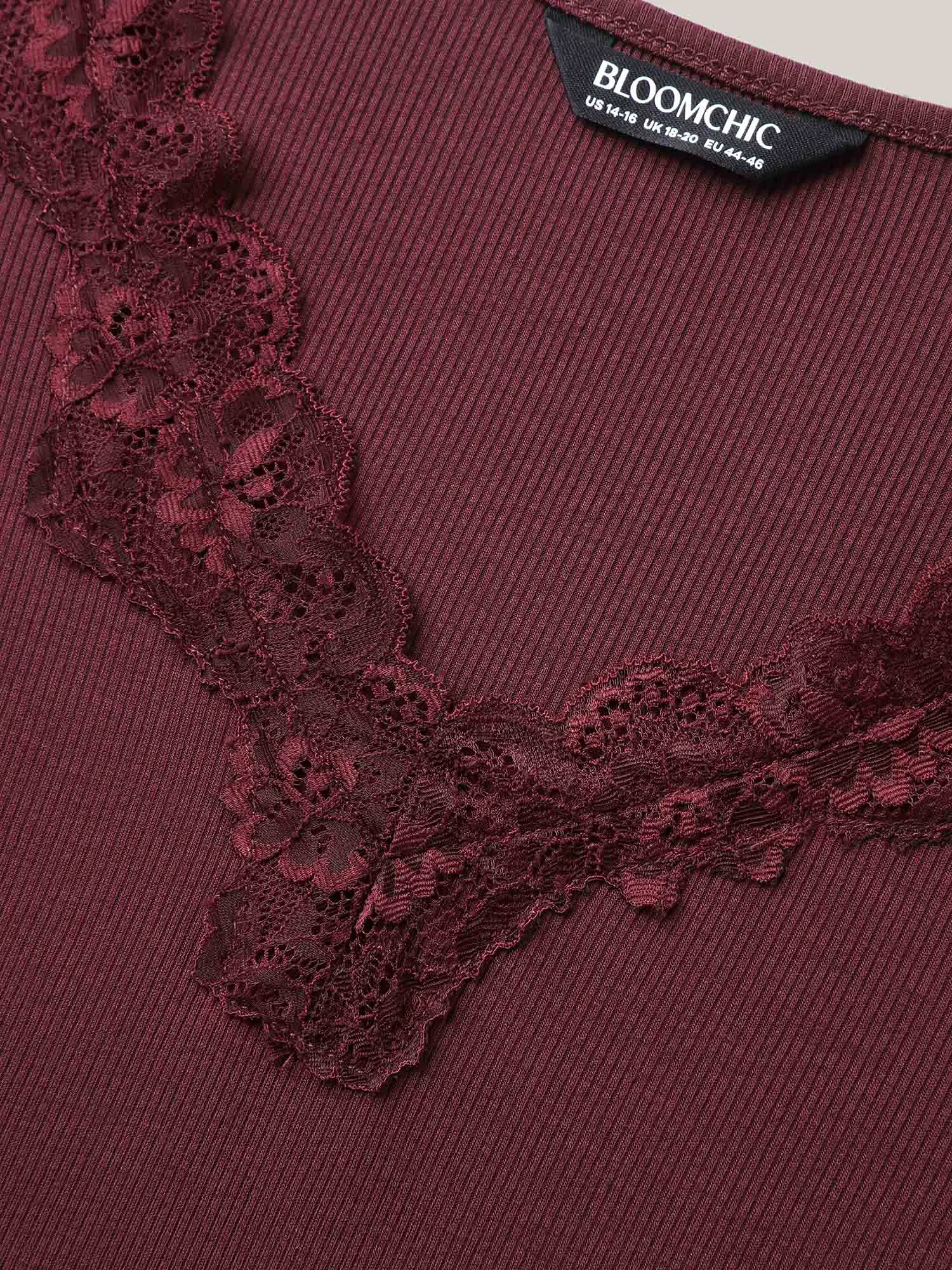 Lace V-Neck Fitted T-Shirt sold by Bloomchic product image thumbnail 5