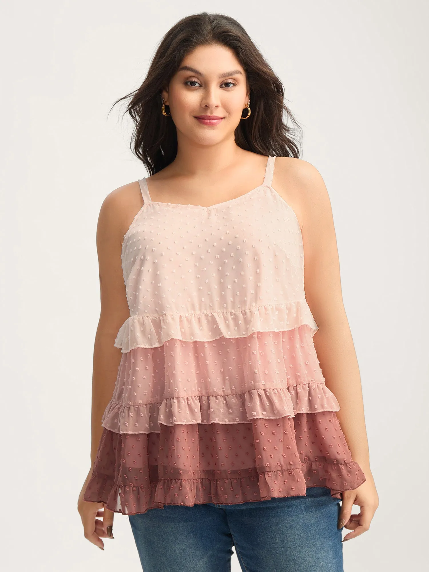 Textured Color Block Tiered Tank Top sold by Bloomchic