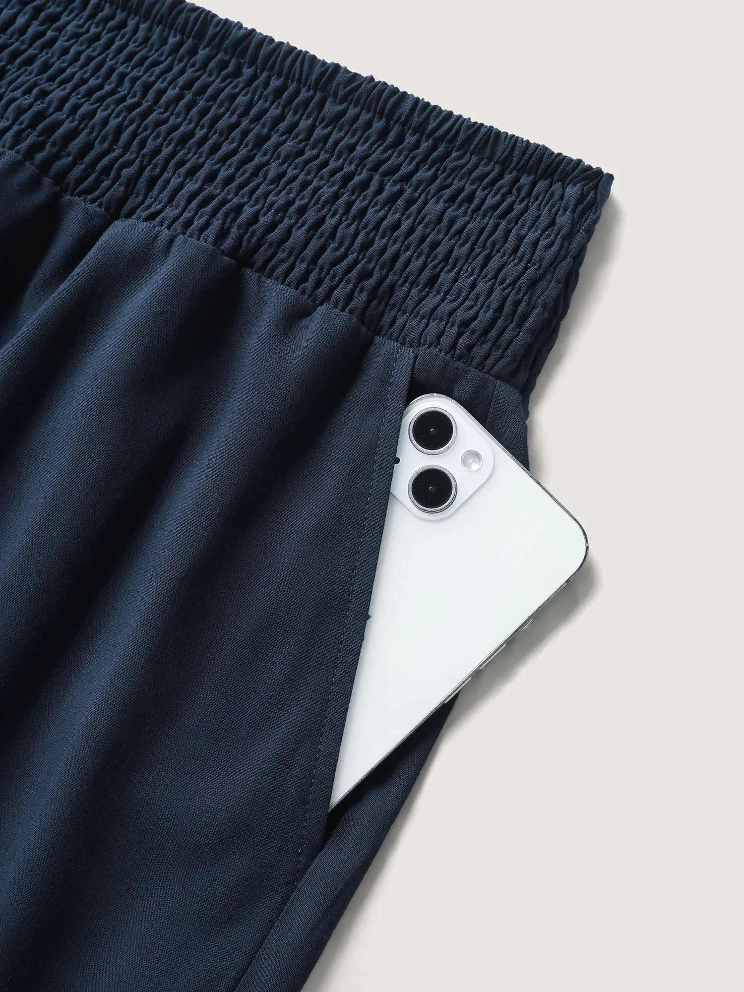 Shirred Waist Solid Straight-Leg Pants sold by Bloomchic product image thumbnail 5