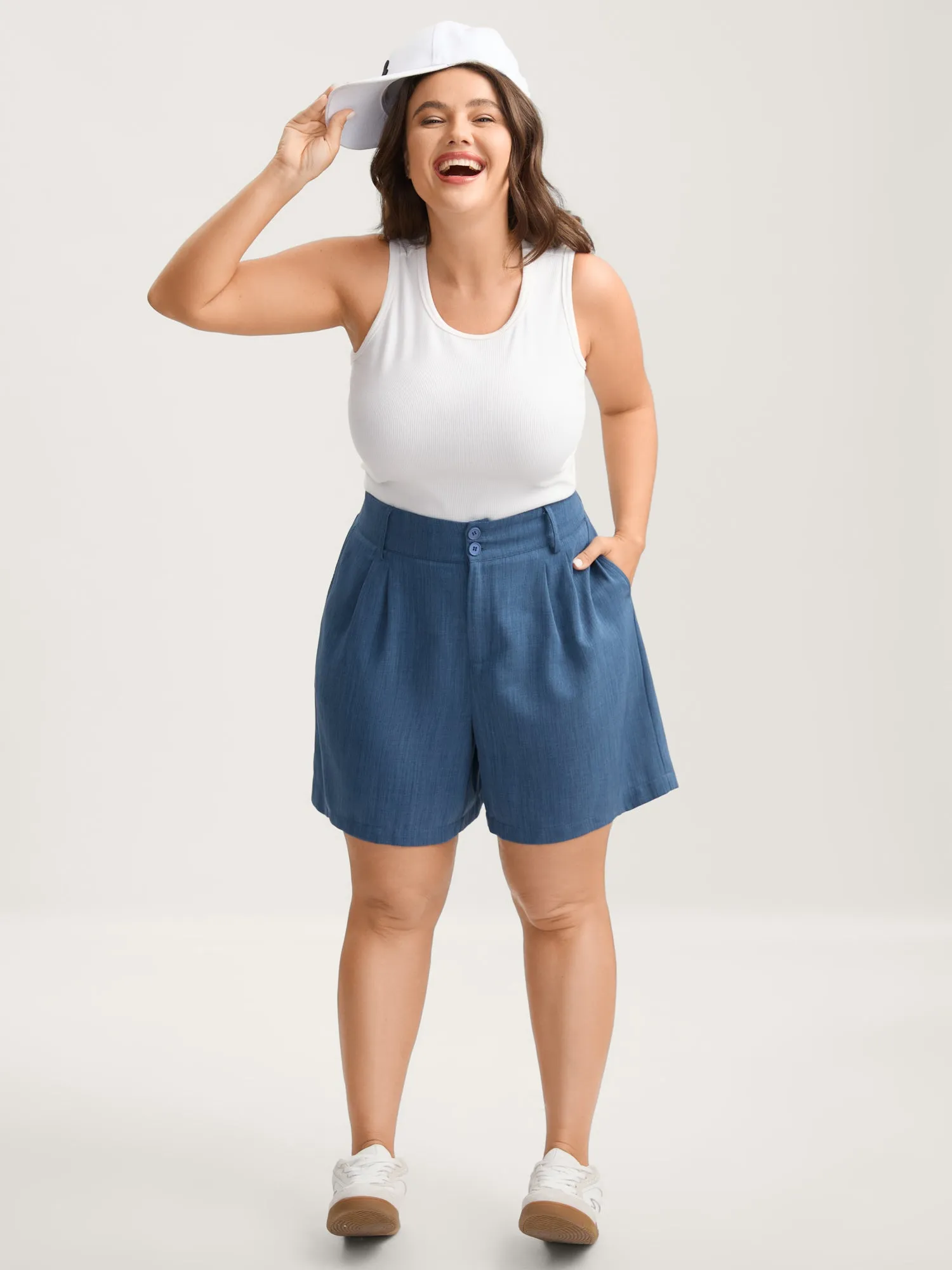 Heather Double Buckle Straight-Leg Shorts sold by Bloomchic product image thumbnail 3