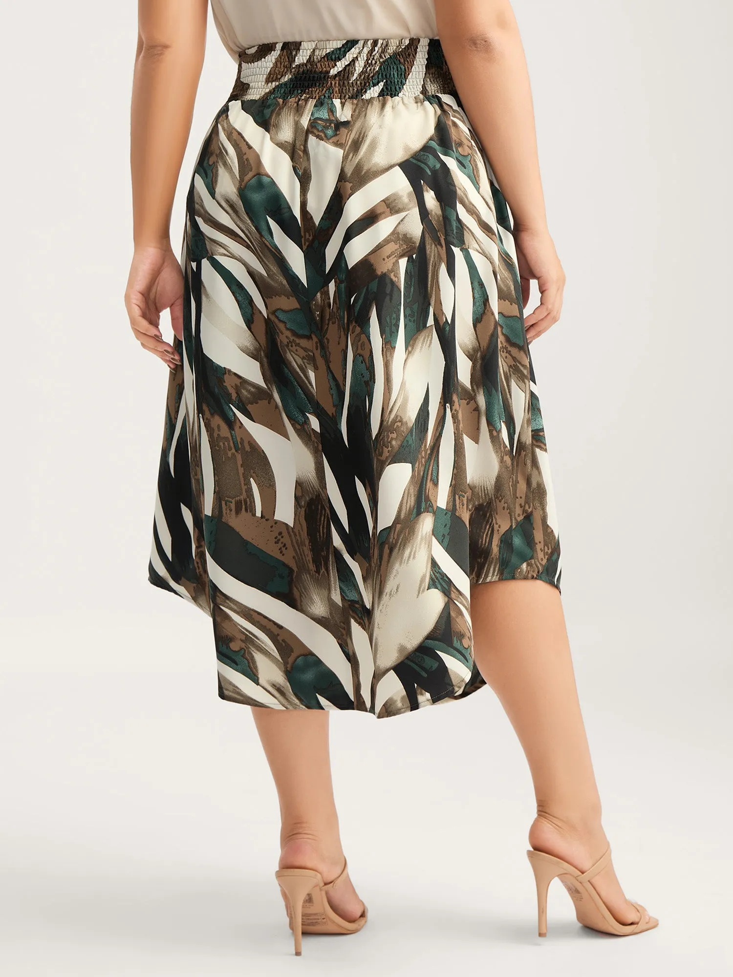 Brushstroke Print Stretchy Waist Midi Skirt sold by Bloomchic product image thumbnail 4