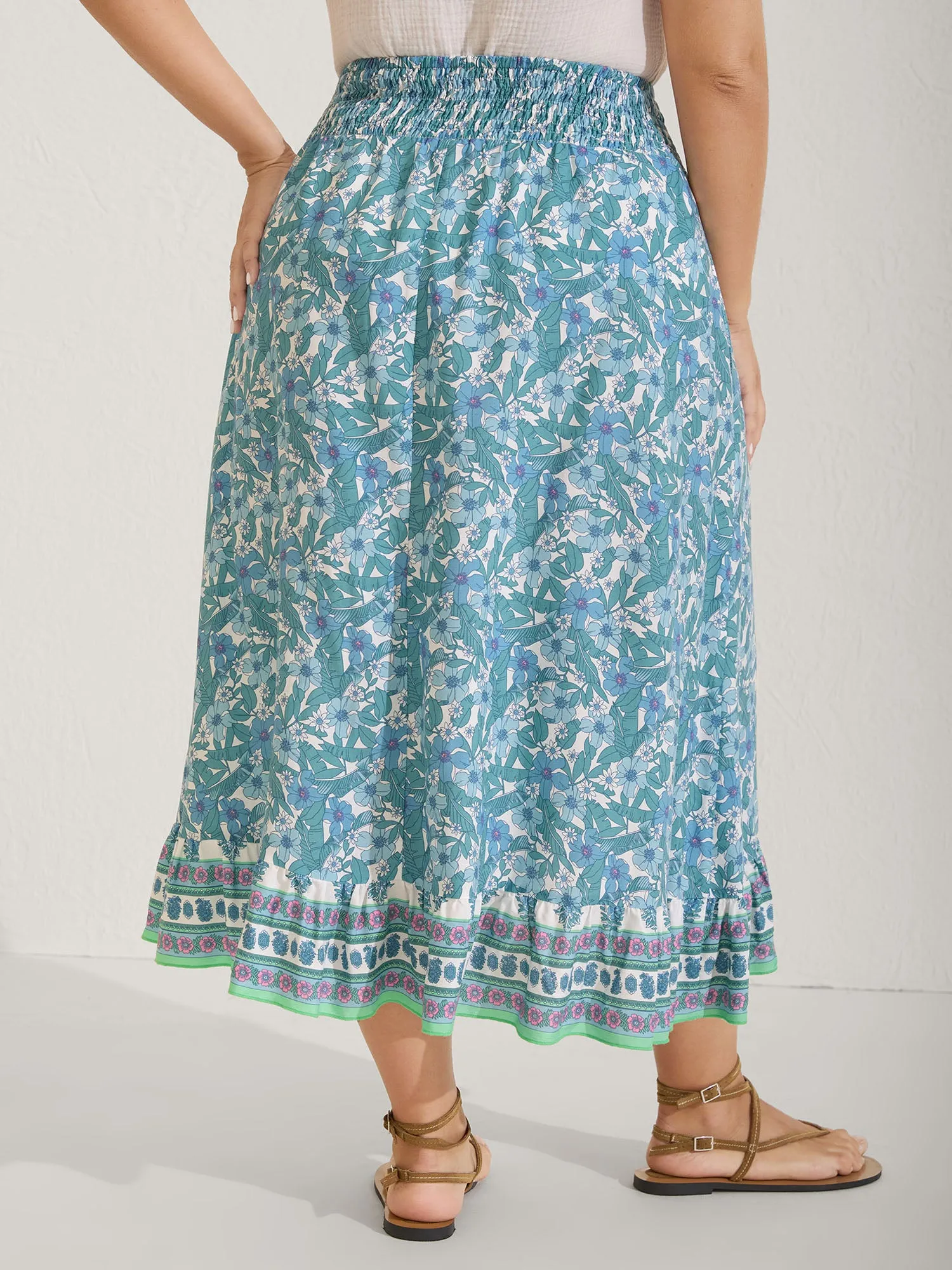 Floral Ruffled Wrap Midi Skirt sold by Bloomchic product image thumbnail 5
