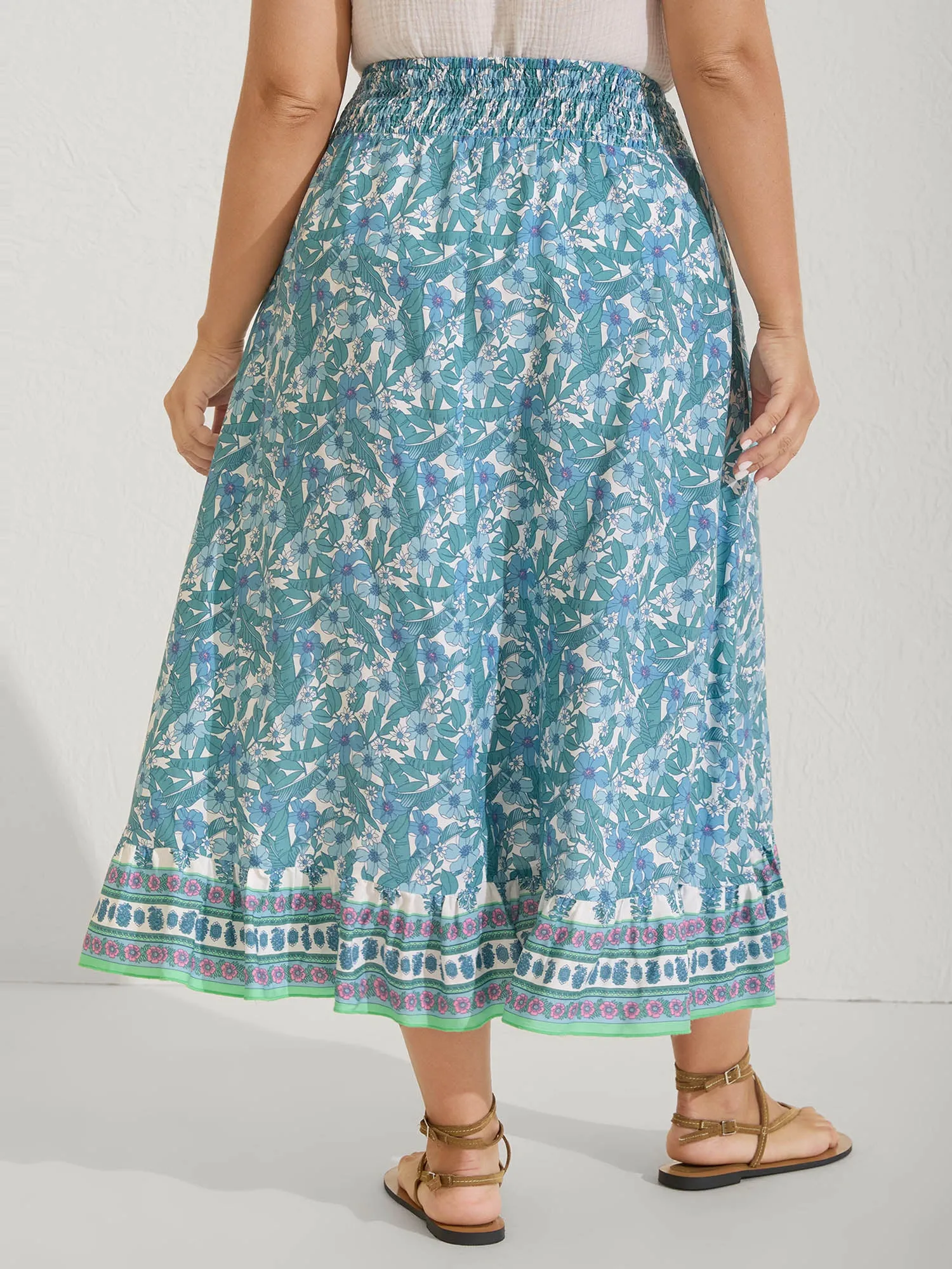 Floral Ruffled Wrap Midi Skirt sold by Bloomchic product image thumbnail 4
