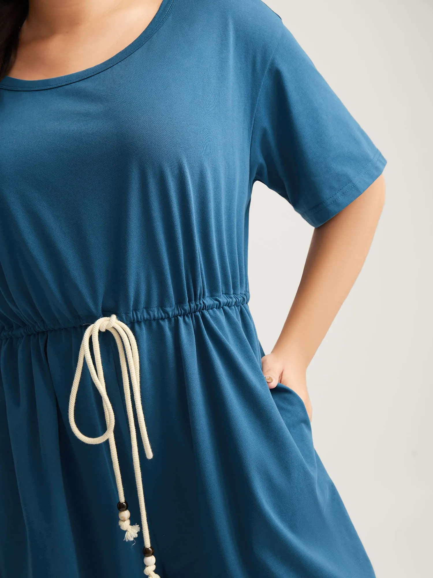 Solid Knit Waist Drawstring Romper sold by Bloomchic product image thumbnail 3