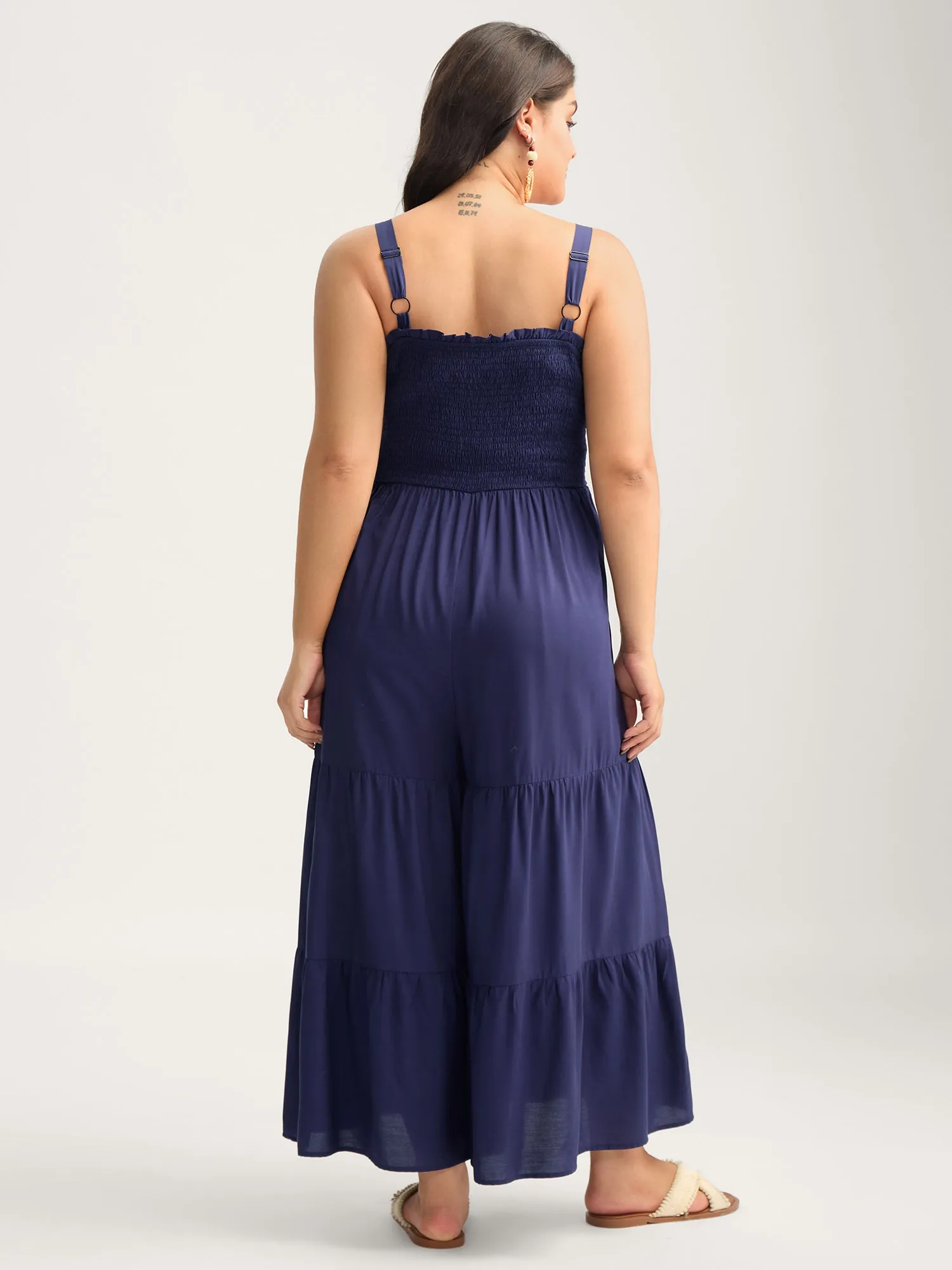 Shirred Bodice Tiered Cami Jumpsuit sold by Bloomchic product image thumbnail 4