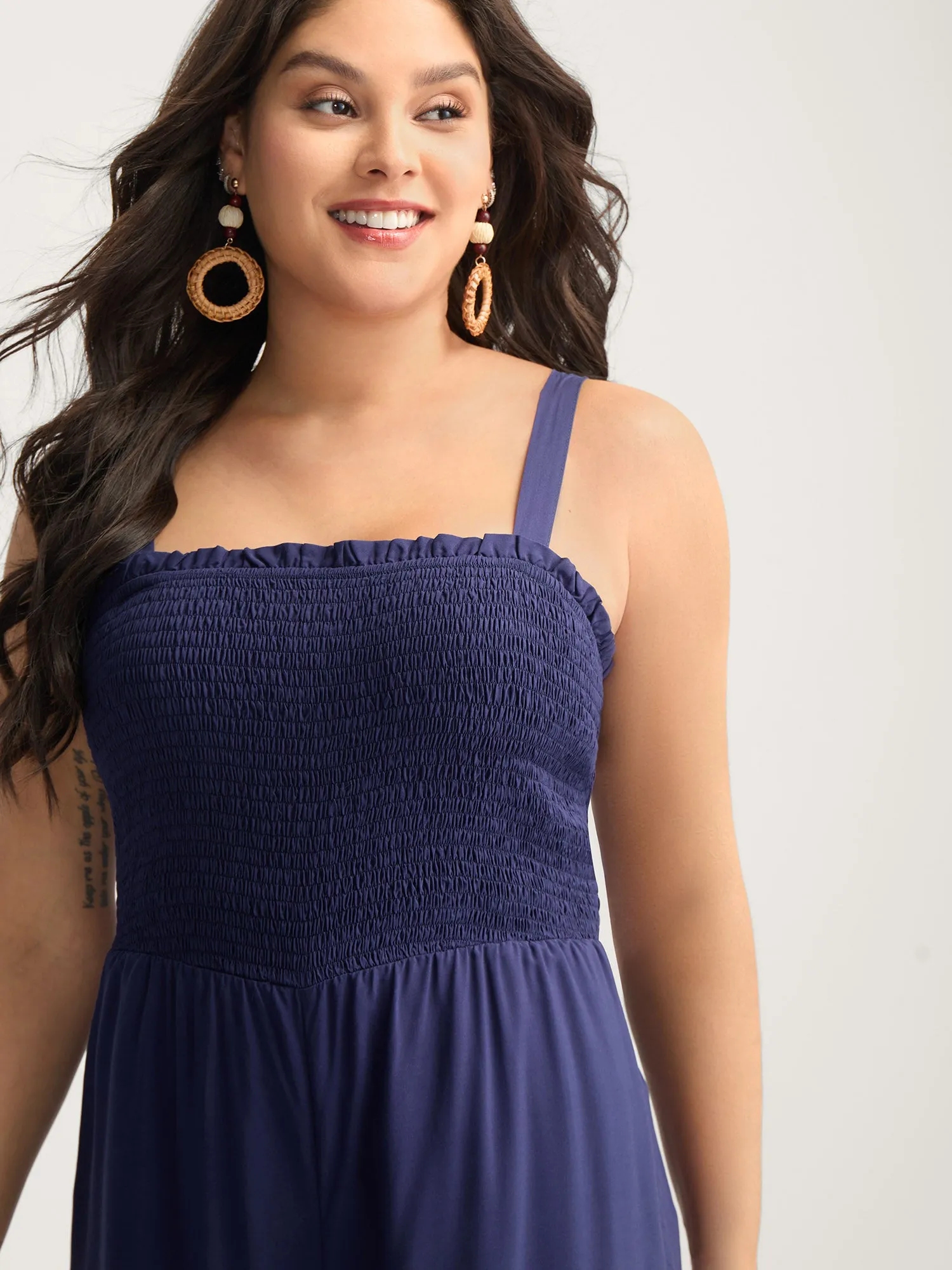 Shirred Bodice Tiered Cami Jumpsuit sold by Bloomchic product image thumbnail 2