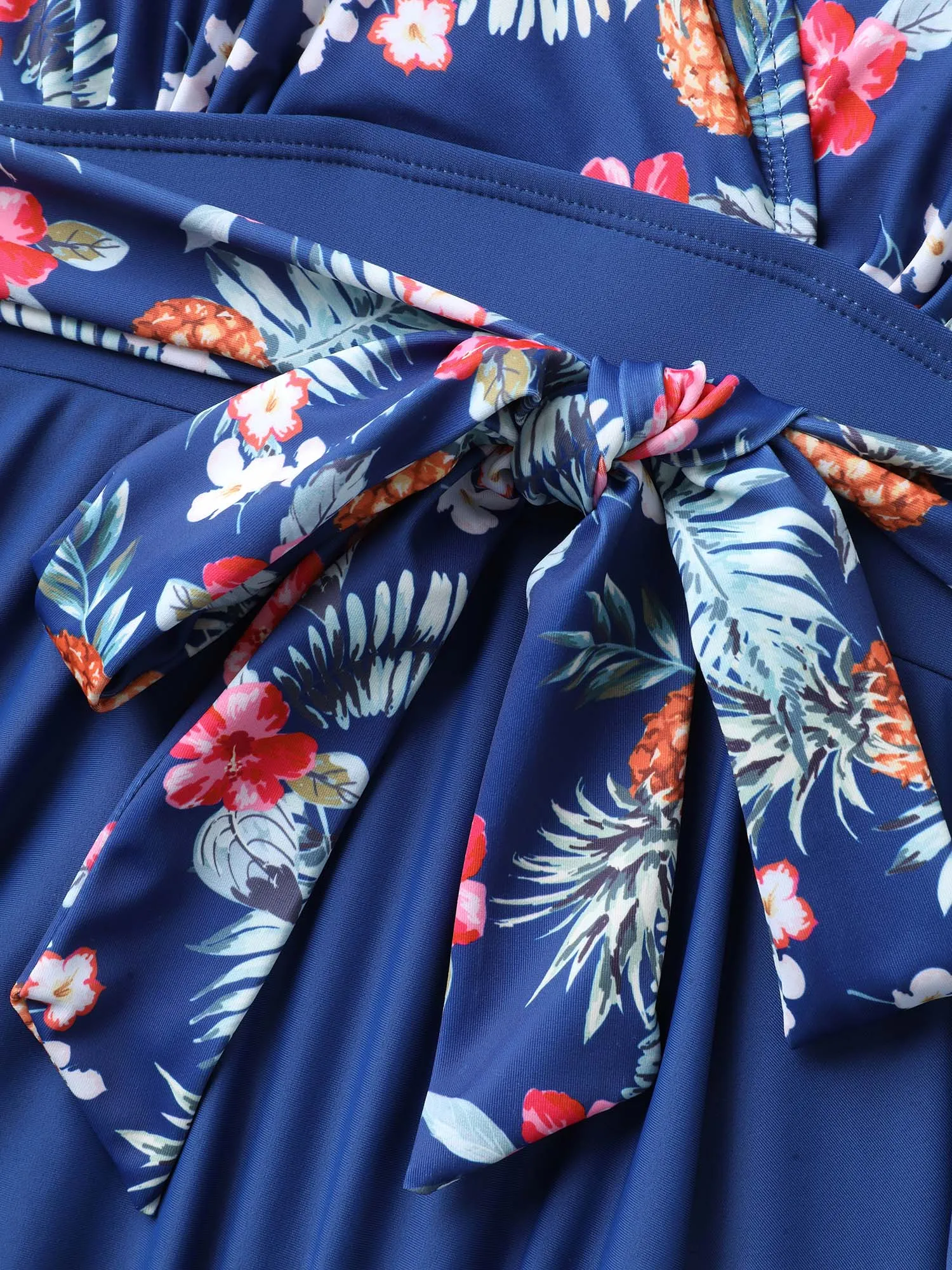 Tropical Floral Print Waist-Tie Swim Dress sold by Bloomchic product image thumbnail 5