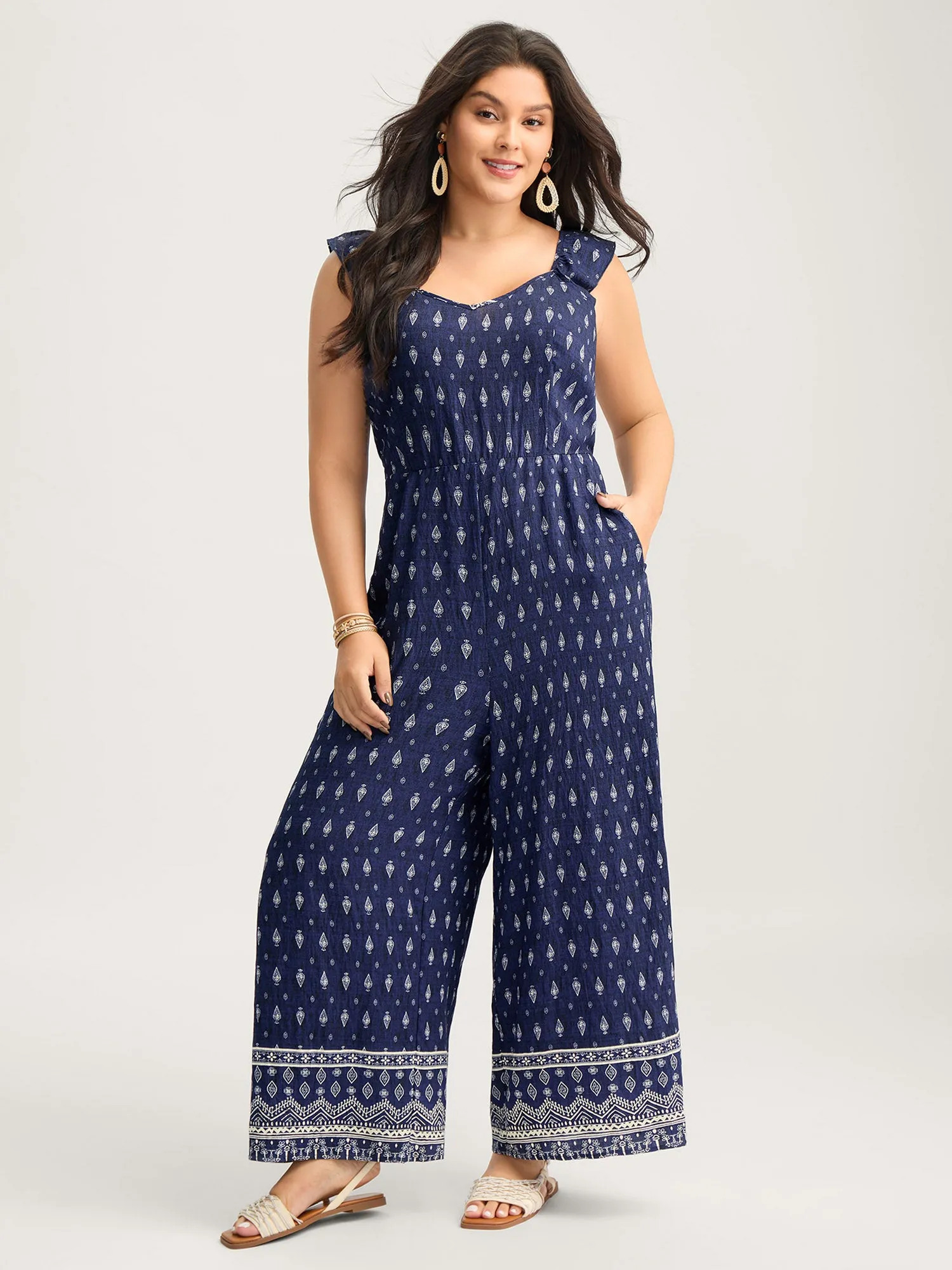Rayon Boho Print Stretchy Waist Jumpsuit sold by Bloomchic product image thumbnail 3