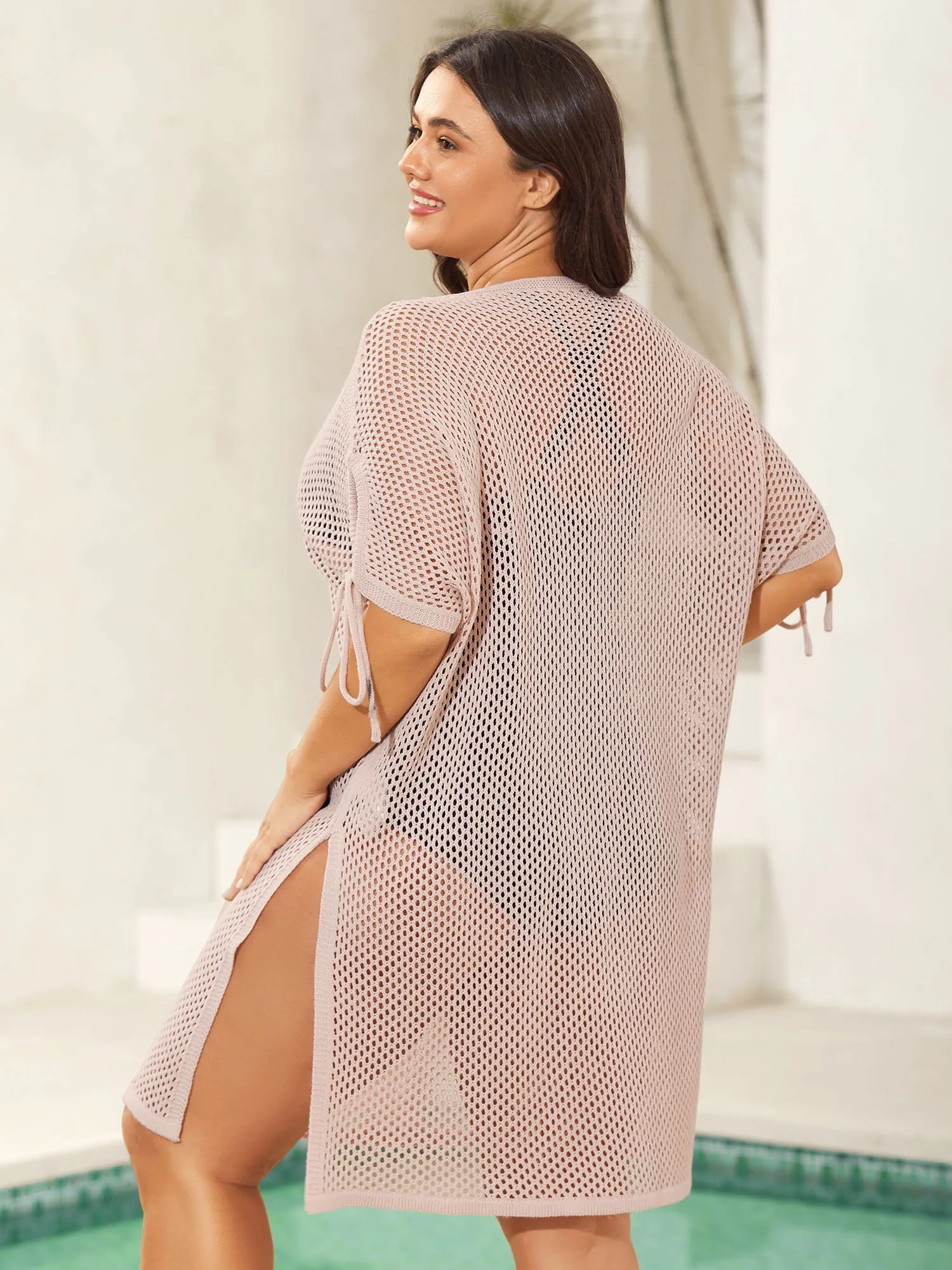 Cut-Out Sleeve Tie Swim Cover-Up sold by Bloomchic product image thumbnail 3