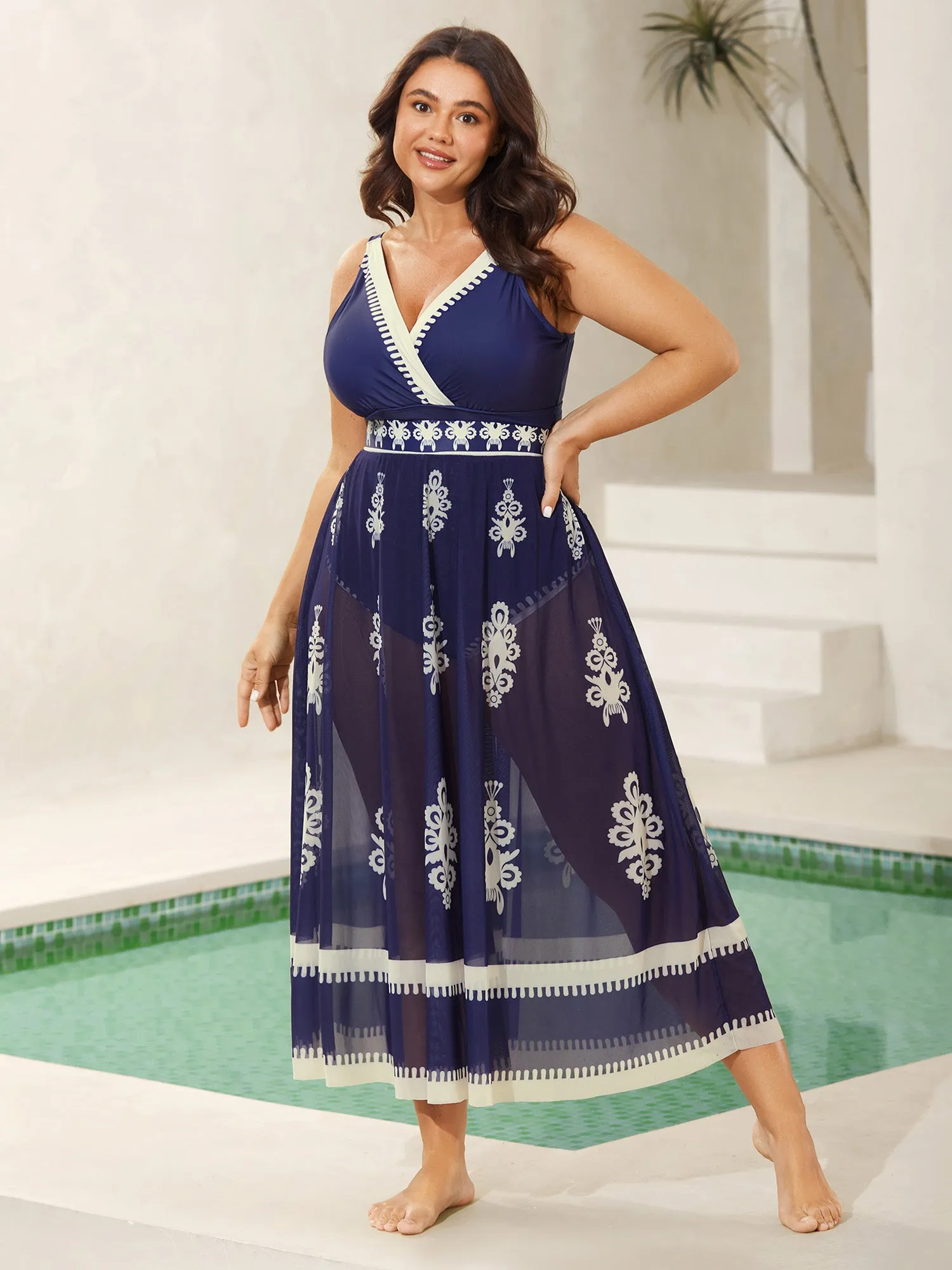 Two-Piece Boho Print Sarong Swimsuit sold by Bloomchic