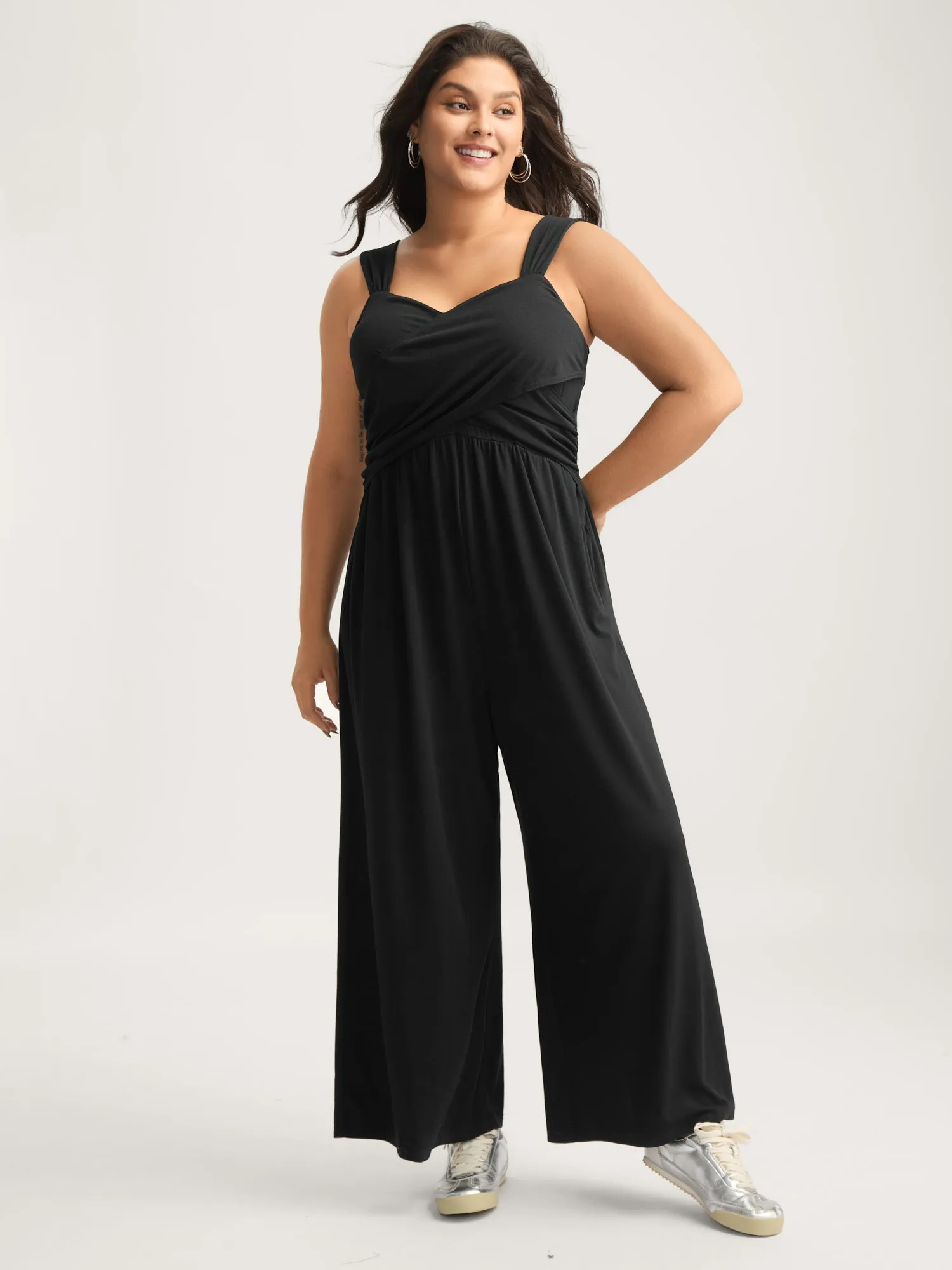 Overlap Bodice Wide Straps Jumpsuit sold by Bloomchic product image thumbnail 3