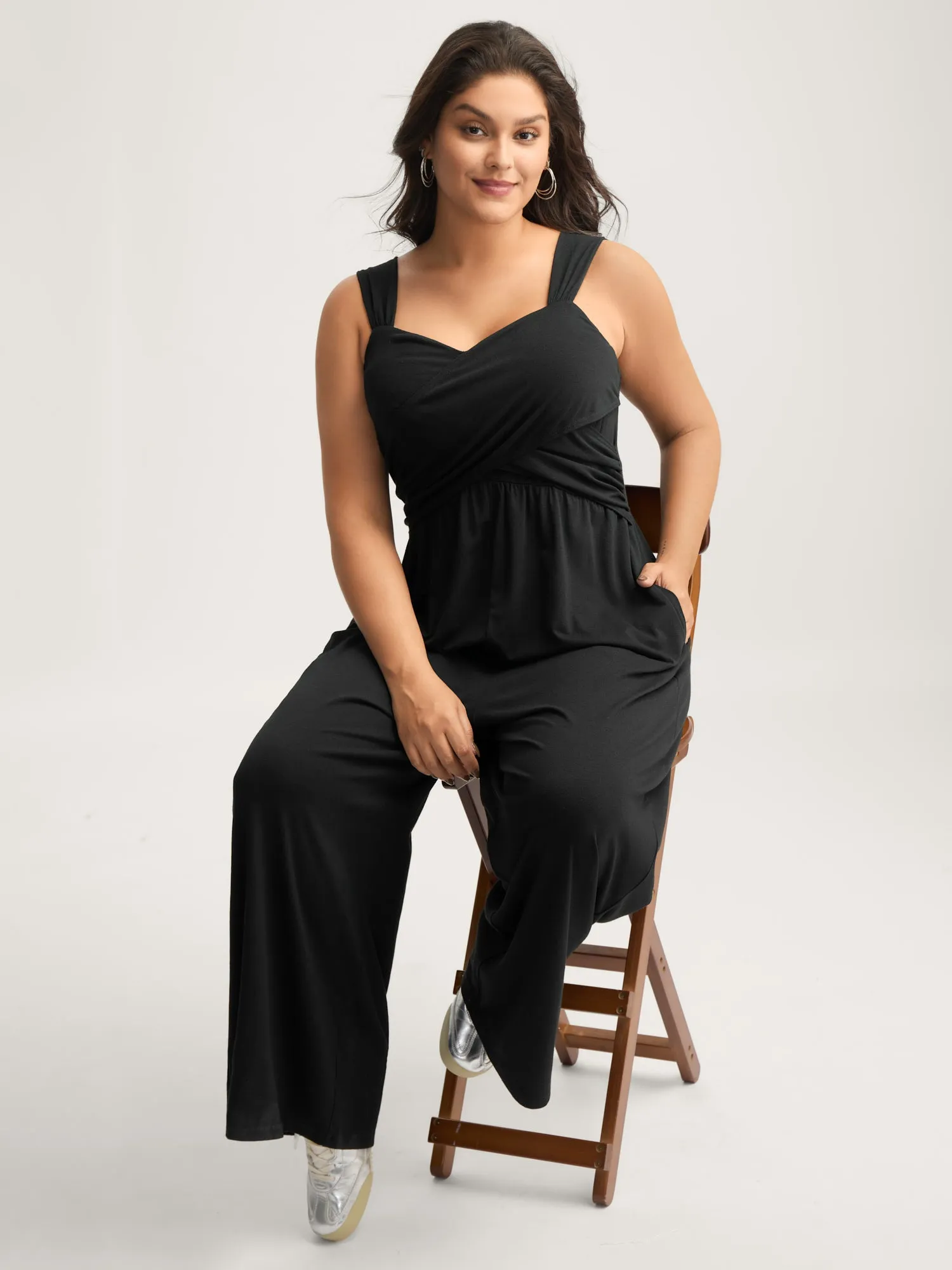 Overlap Bodice Wide Straps Jumpsuit sold by Bloomchic product image thumbnail 5