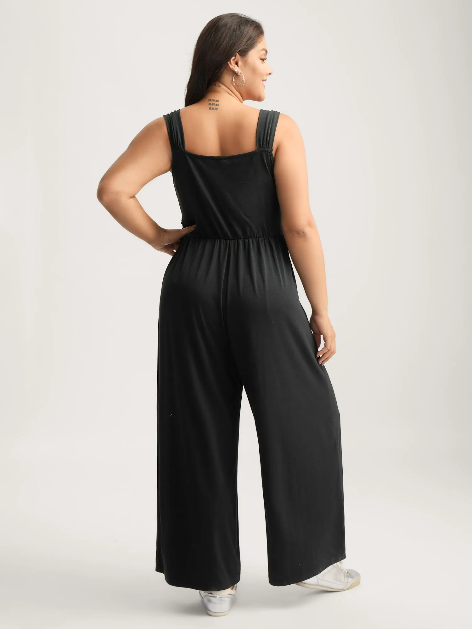 Overlap Bodice Wide Straps Jumpsuit sold by Bloomchic product image thumbnail 4