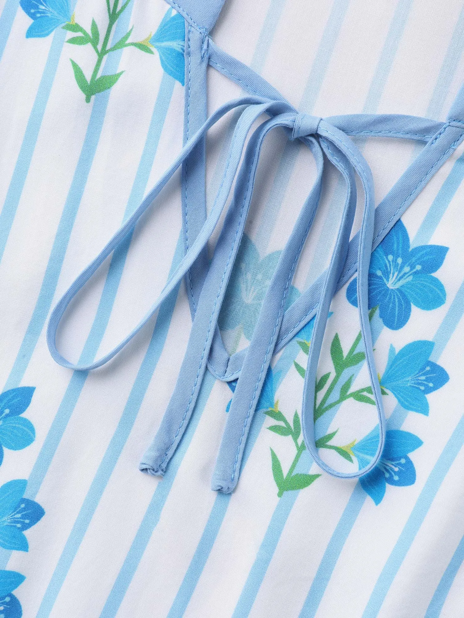 Stripe Floral Notched Neck Tie Midi Dress sold by Bloomchic product image thumbnail 5