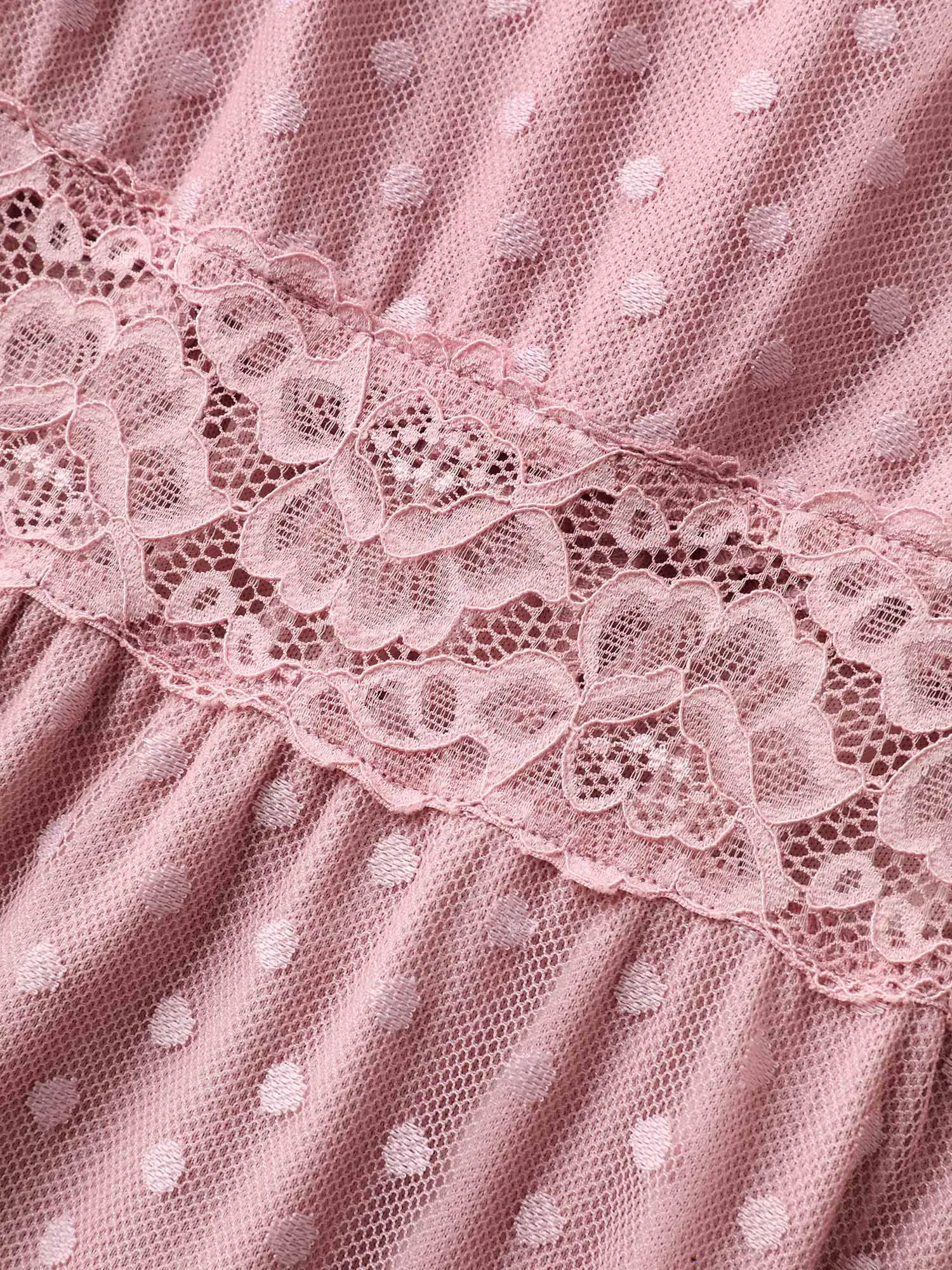 Textured Dot Lace Trim Midi Dress sold by Bloomchic product image thumbnail 5