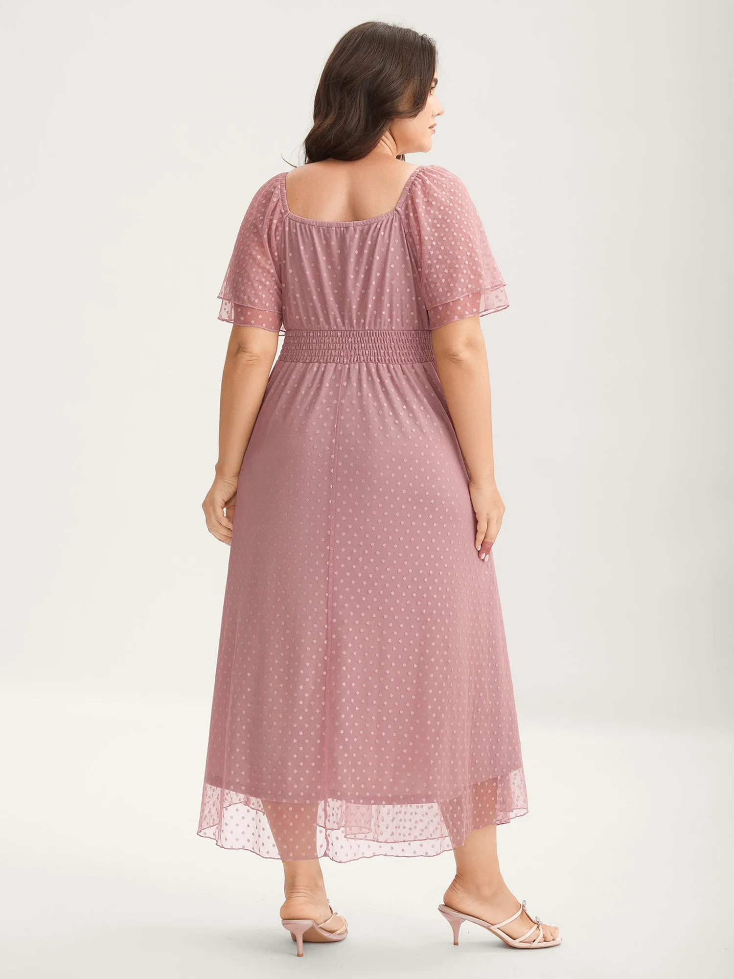 Textured Dot Lace Trim Midi Dress sold by Bloomchic product image thumbnail 3