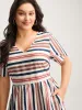 Asymmetrical Stripes V-Neck Tiered Midi Dress sold by Bloomchic