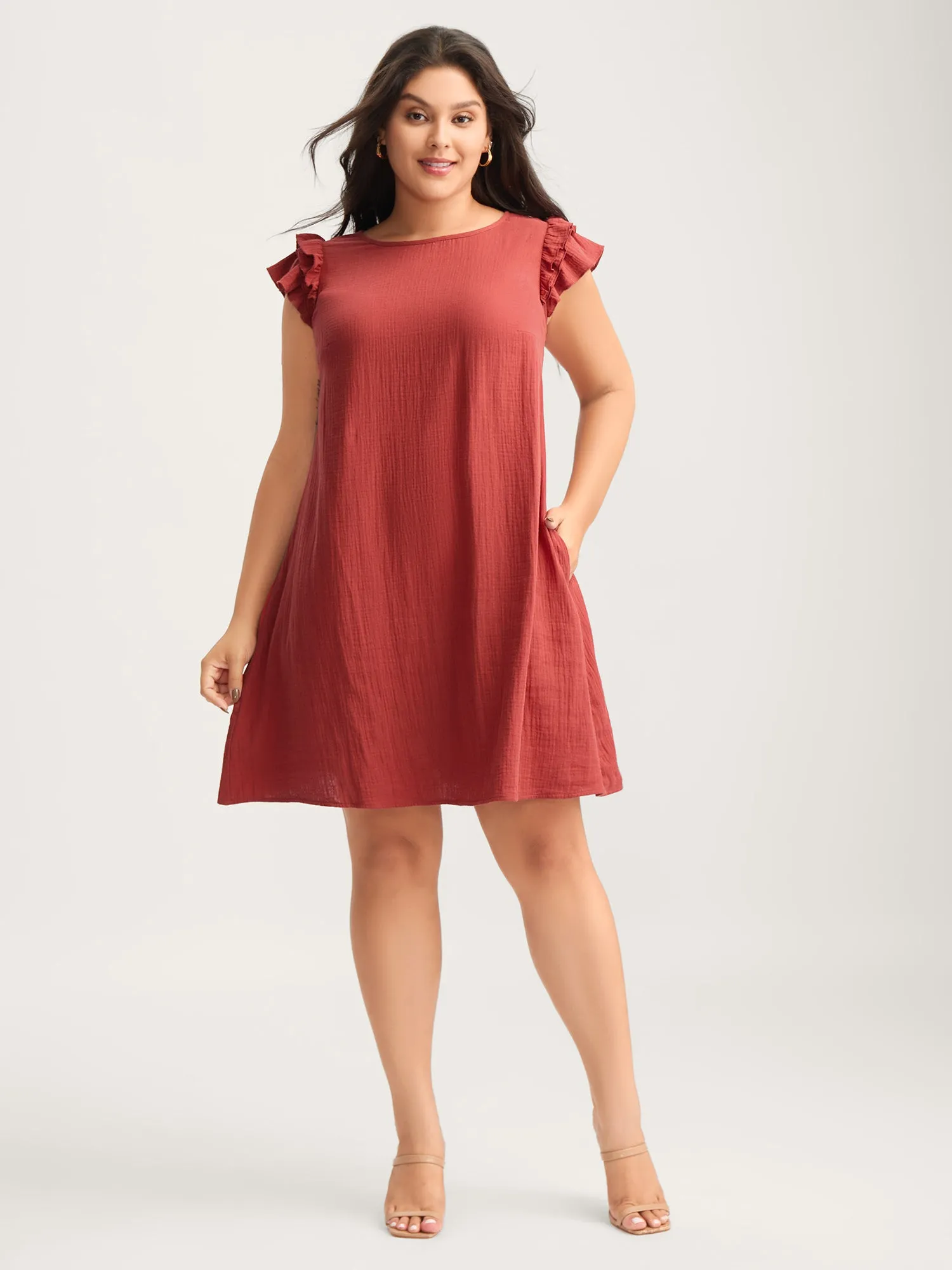 Pure Cotton Textured Ruffled Midi Dress sold by Bloomchic product image thumbnail 3