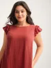 Pure Cotton Textured Ruffled Midi Dress sold by Bloomchic