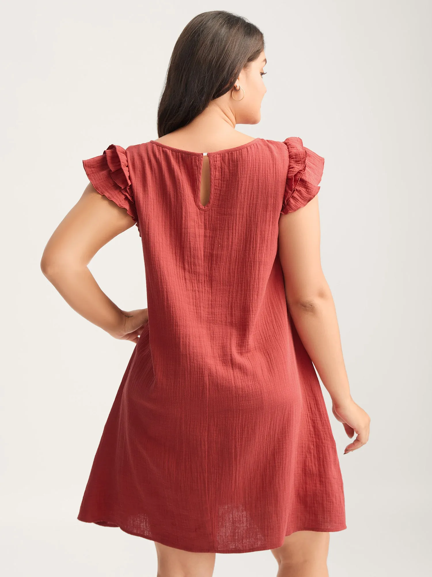 Pure Cotton Textured Ruffled Midi Dress sold by Bloomchic product image thumbnail 4