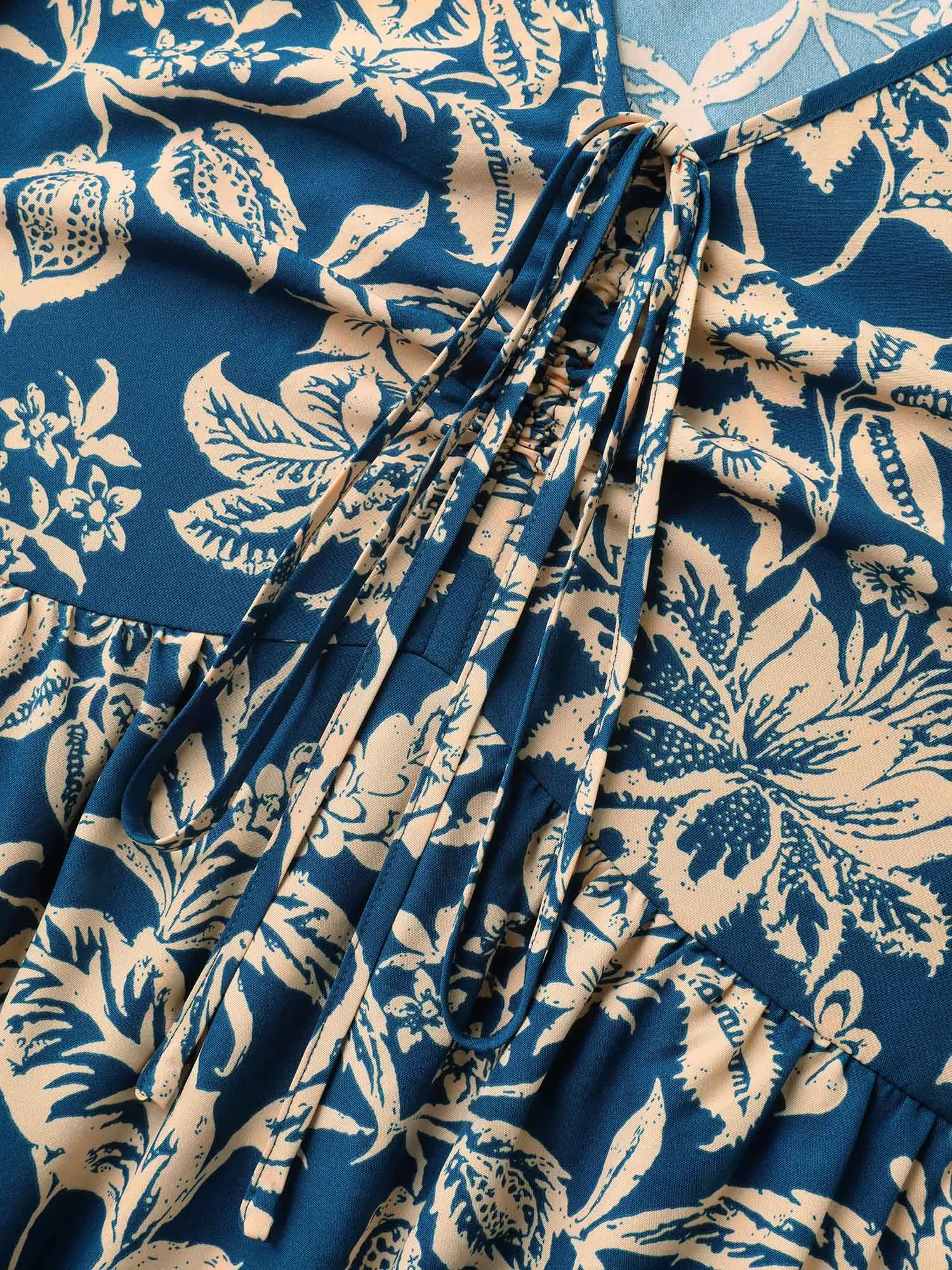 Boho Floral Drawstring Pockets Midi Dress sold by Bloomchic product image thumbnail 5