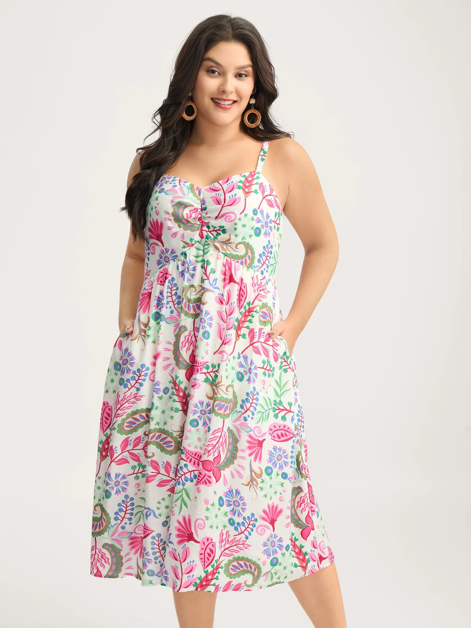 Backless Bow Paisley Print Cami Midi Dress sold by Bloomchic product image thumbnail 4