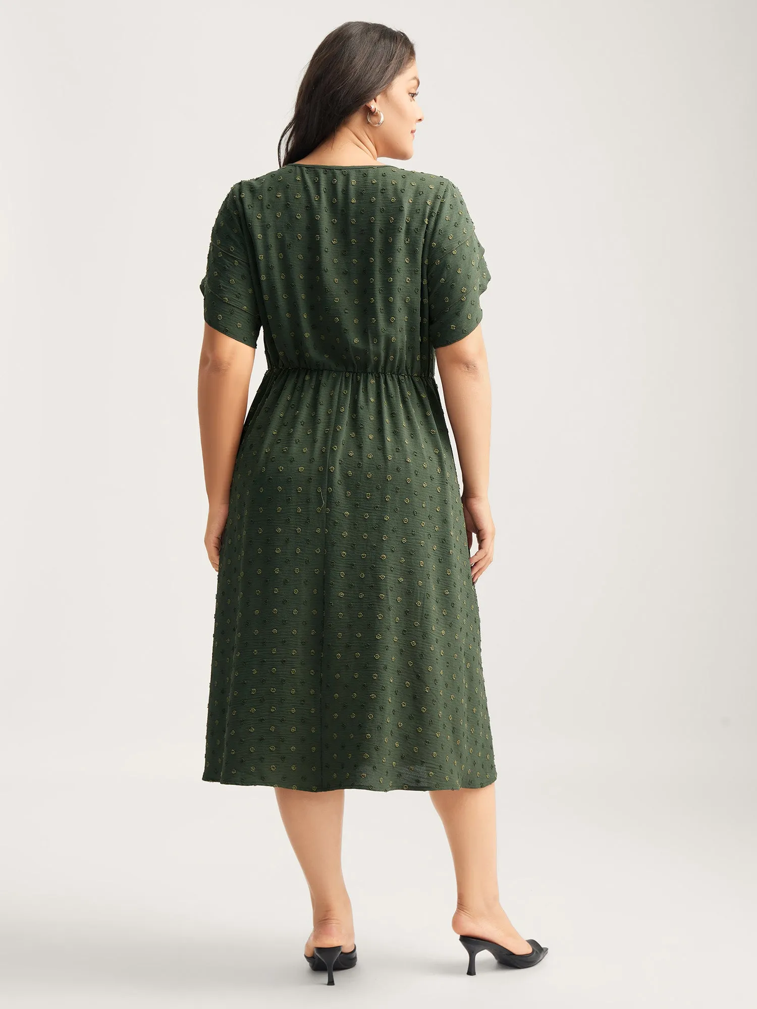 Ruffled Textured Layered Sleeve Midi Dress sold by Bloomchic product image thumbnail 4