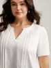 Toothpick Pleats Notched Collar Solid Blouse sold by Bloomchic