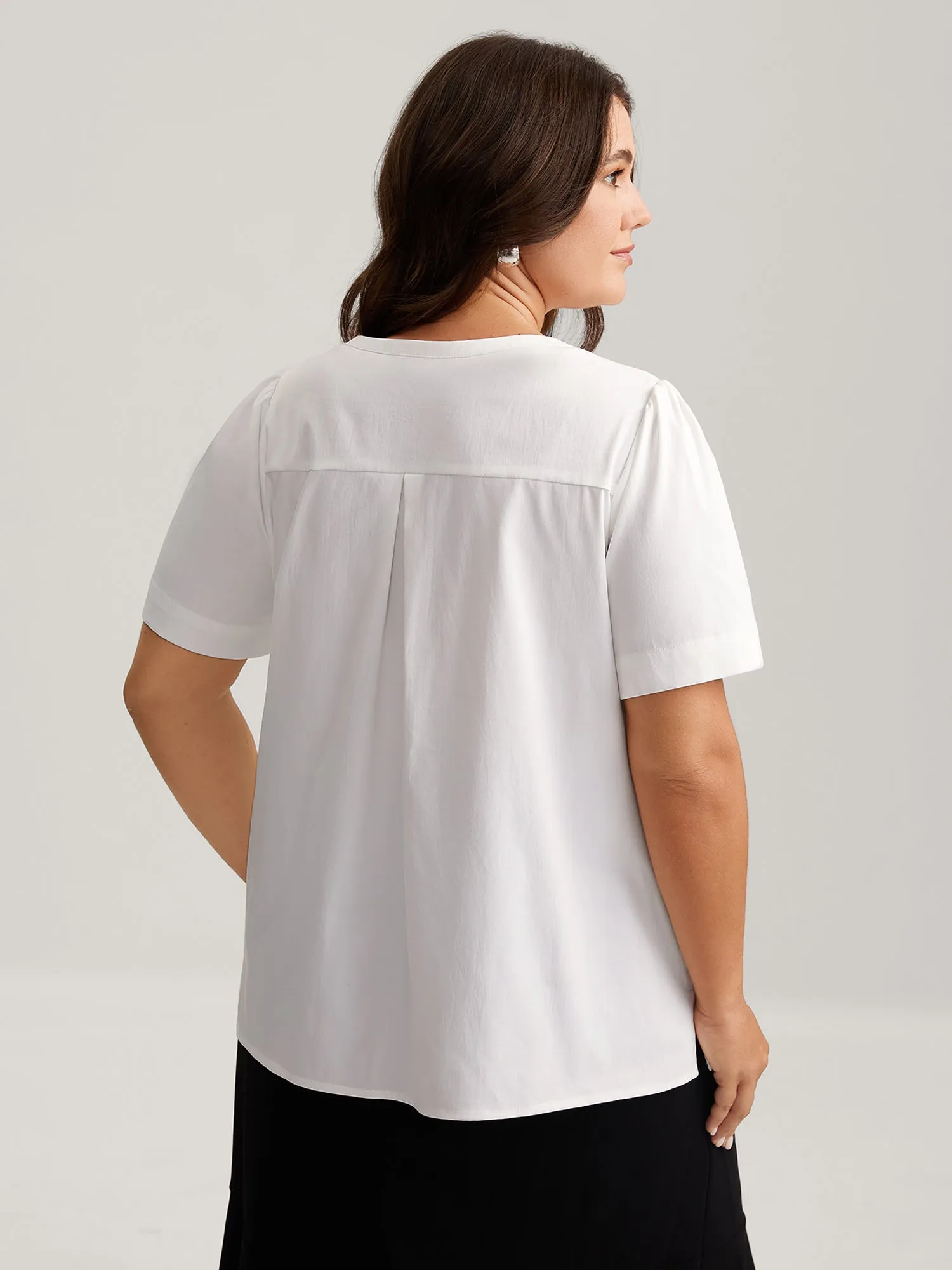 Toothpick Pleats Notched Collar Solid Blouse sold by Bloomchic product image thumbnail 4