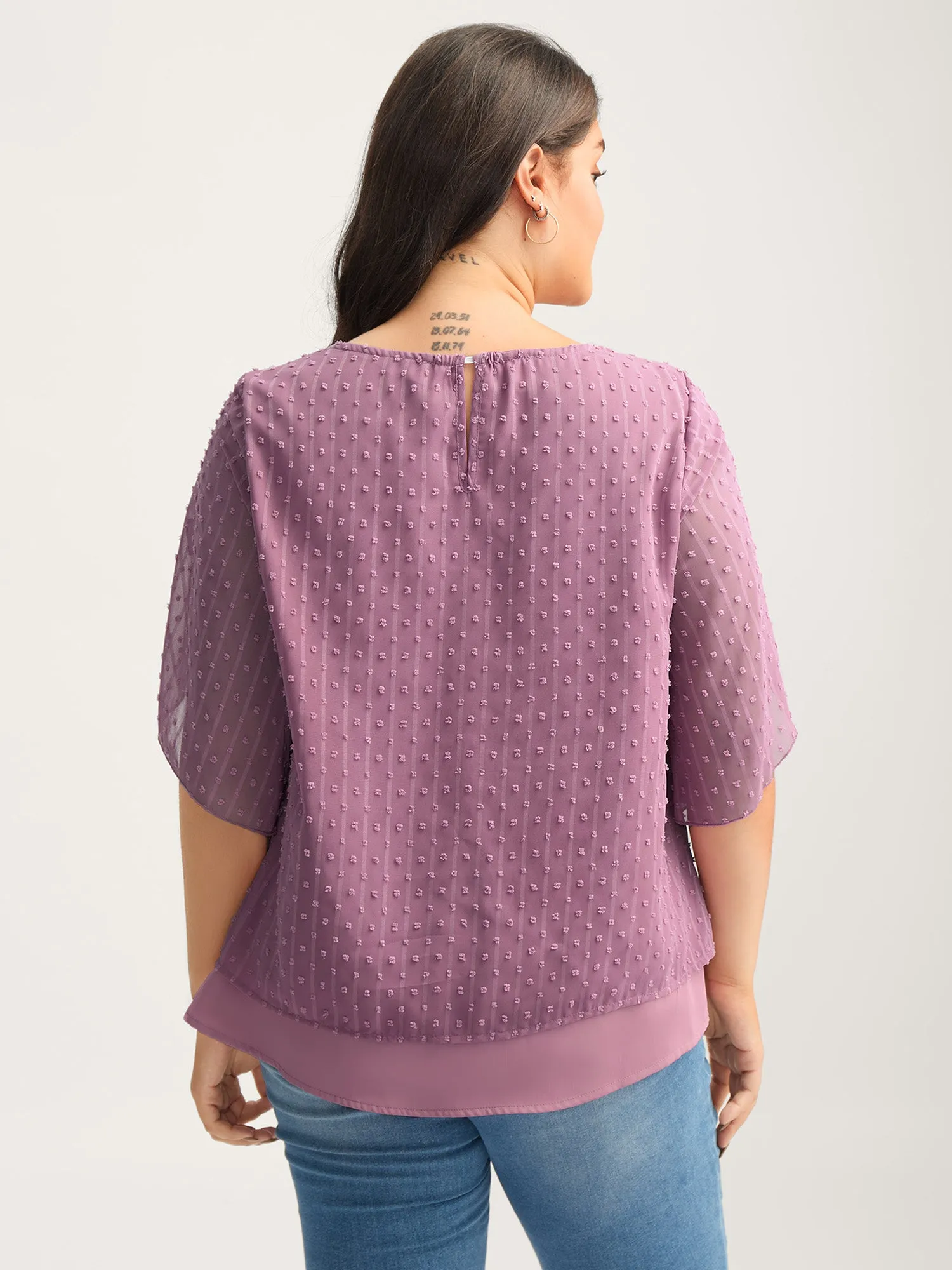Layered Design Petal Sleeve Textured Blouse sold by Bloomchic product image thumbnail 4