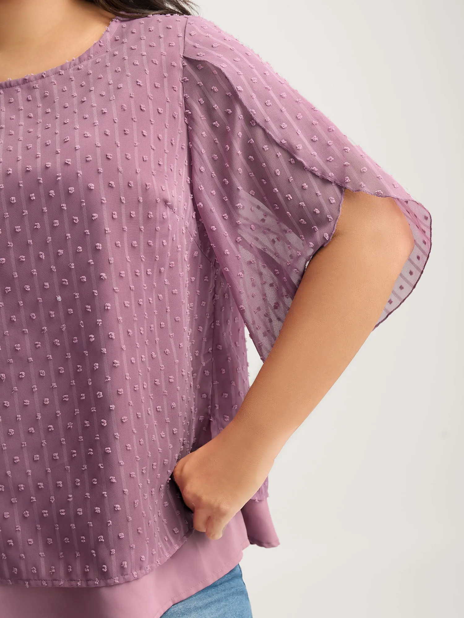 Layered Design Petal Sleeve Textured Blouse sold by Bloomchic product image thumbnail 2