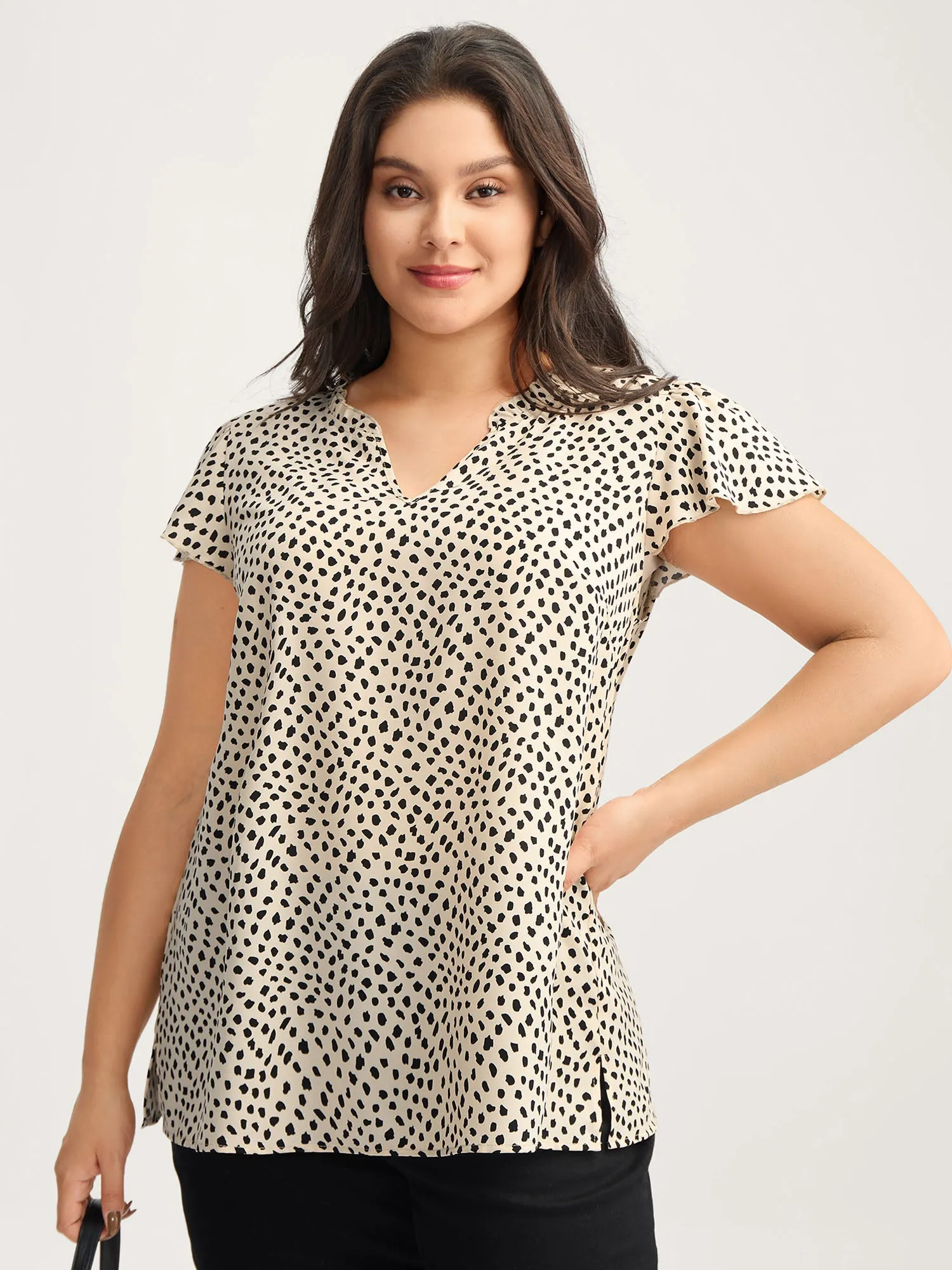 Leopard Print Ruffled Sleeve Blouse sold by Bloomchic