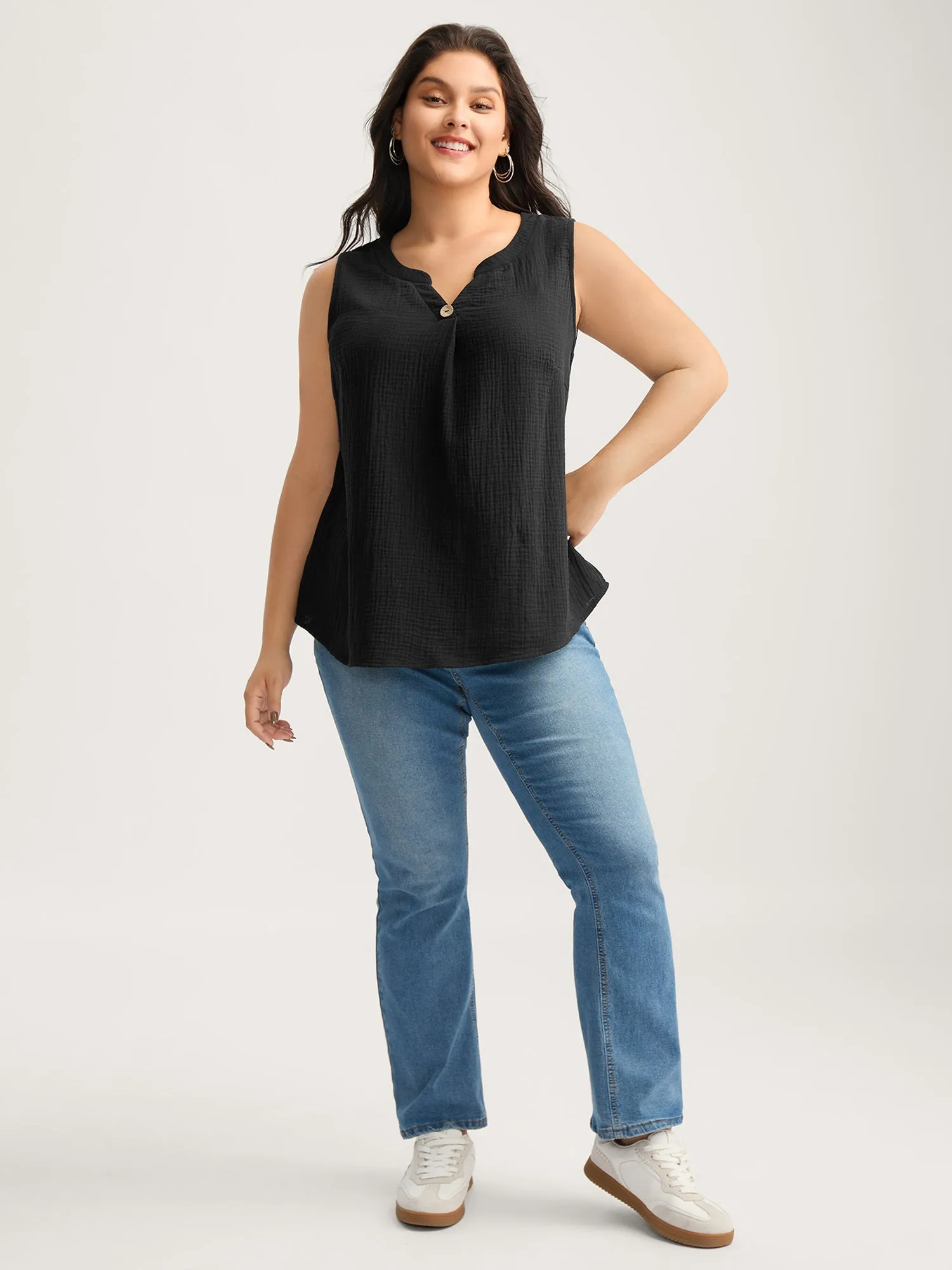 Cotton Button Front Solid Tank Top sold by Bloomchic product image thumbnail 3