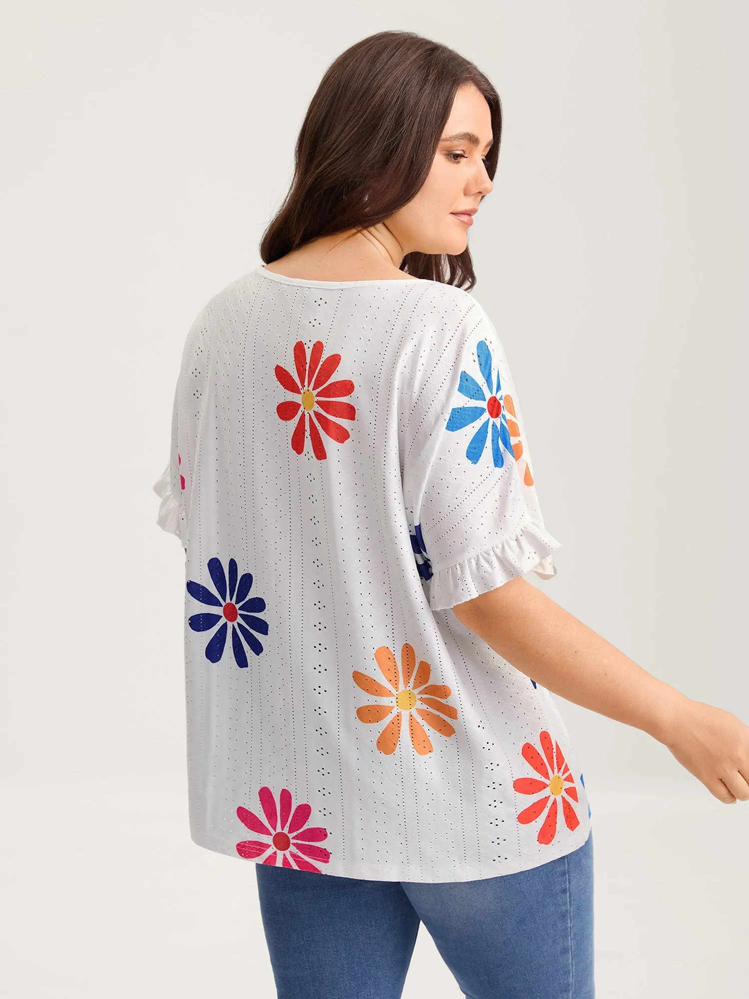 Textured Floral Print Flowy T-Shirt sold by Bloomchic product image thumbnail 4