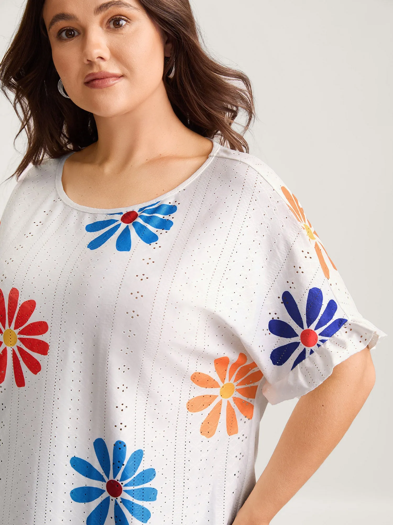 Textured Floral Print Flowy T-Shirt sold by Bloomchic product image thumbnail 2