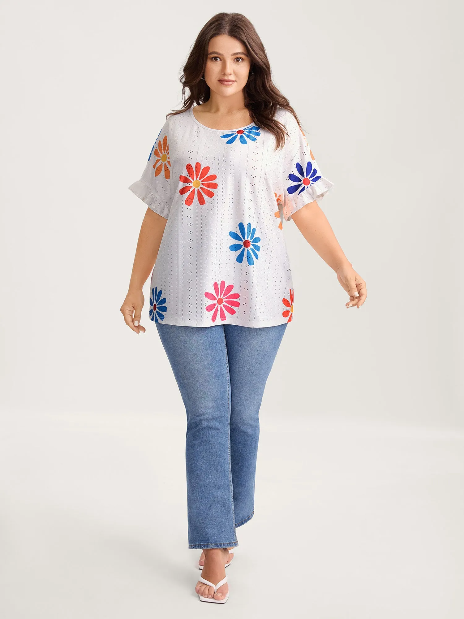 Textured Floral Print Flowy T-Shirt sold by Bloomchic product image thumbnail 3