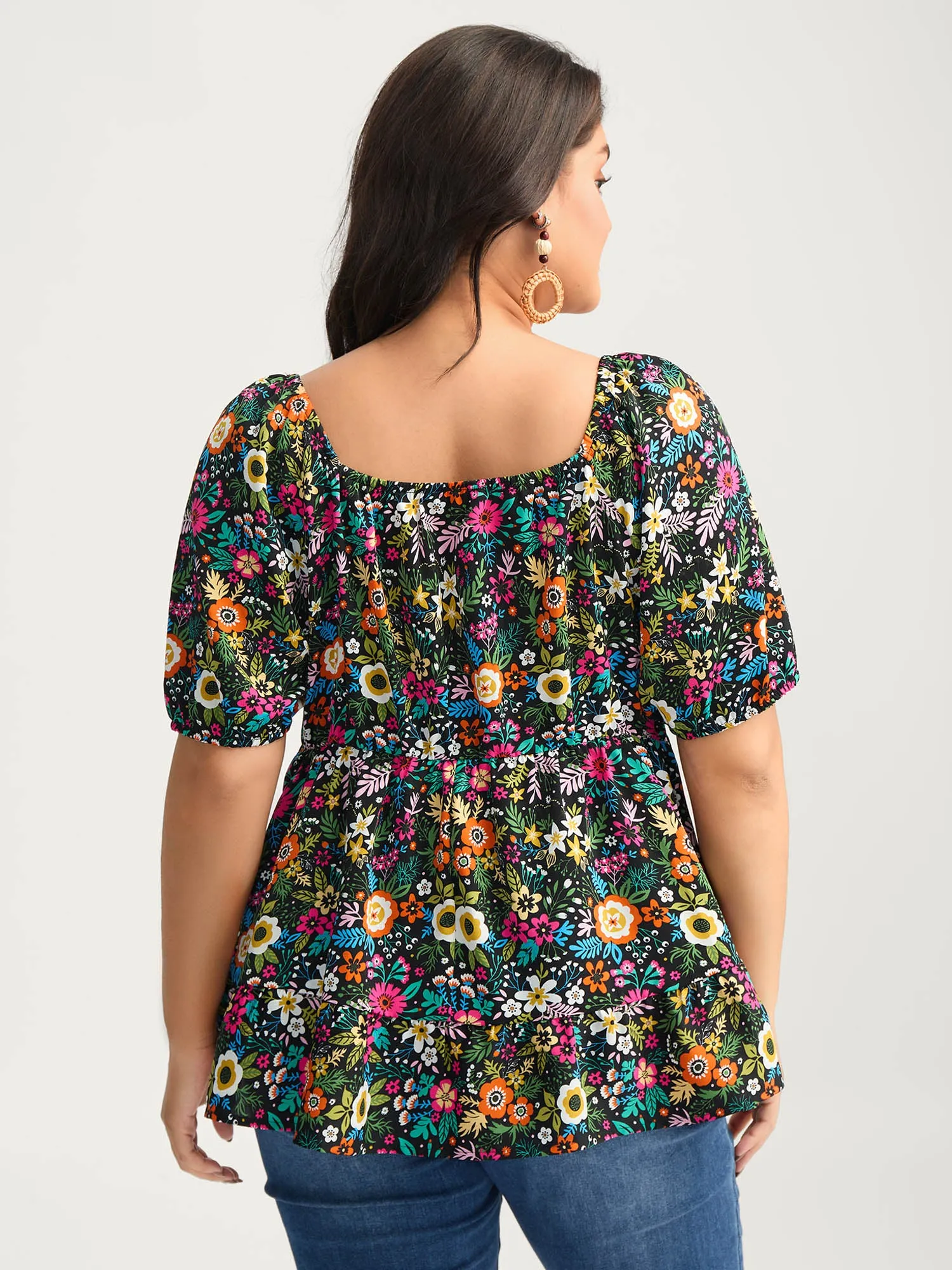 Floral Square Neck Fit and Flare Blouse sold by Bloomchic product image thumbnail 5