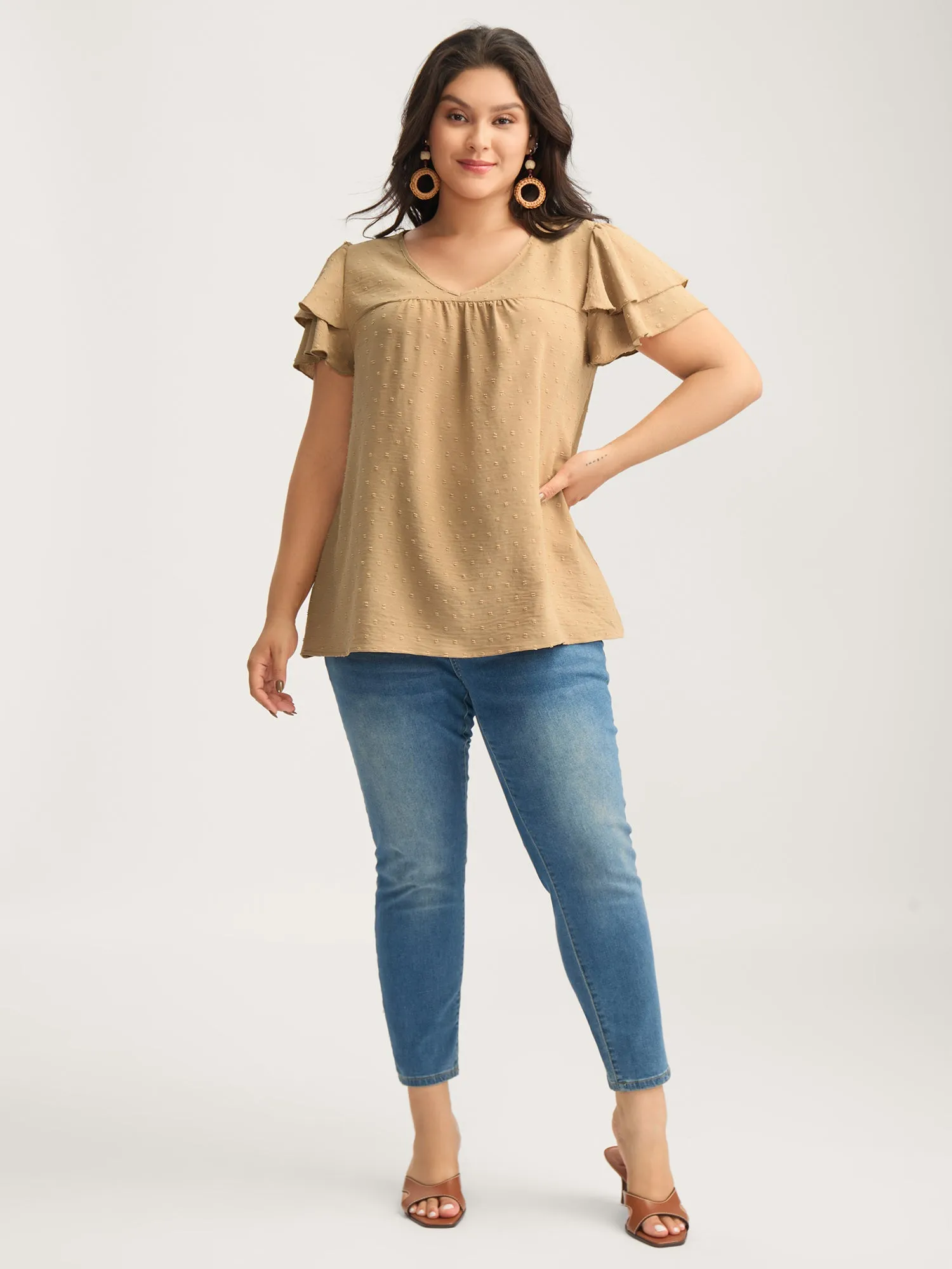 Textured Bust-Comfort Layered Sleeve Blouse sold by Bloomchic product image thumbnail 3