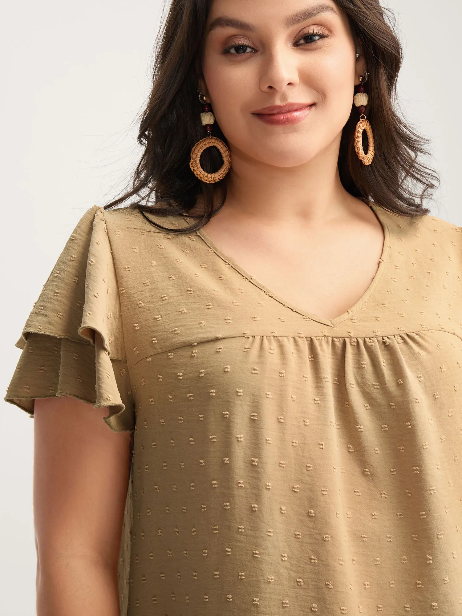 Textured Bust-Comfort Layered Sleeve Blouse sold by Bloomchic
