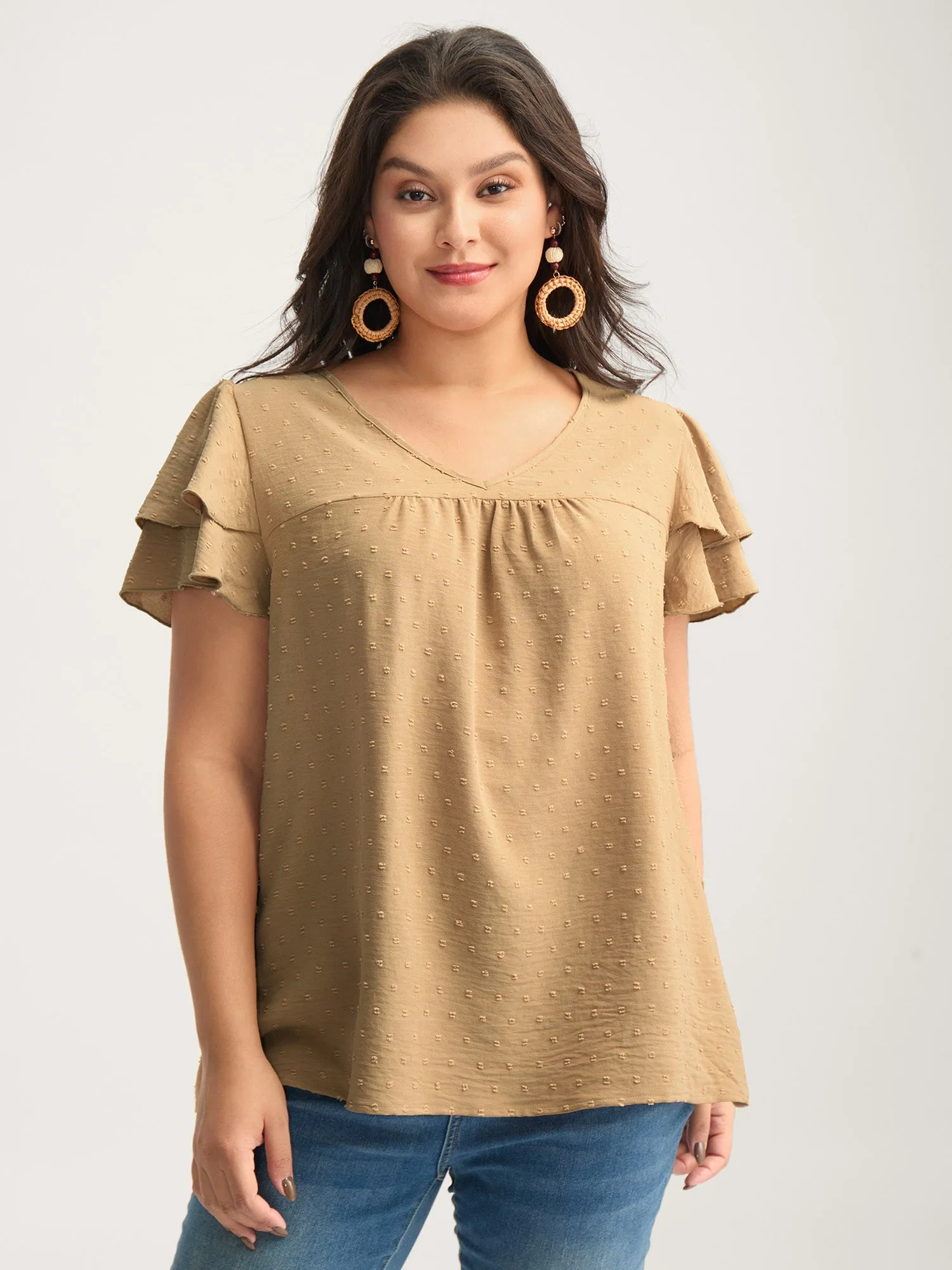 Textured Bust-Comfort Layered Sleeve Blouse sold by Bloomchic product image thumbnail 2