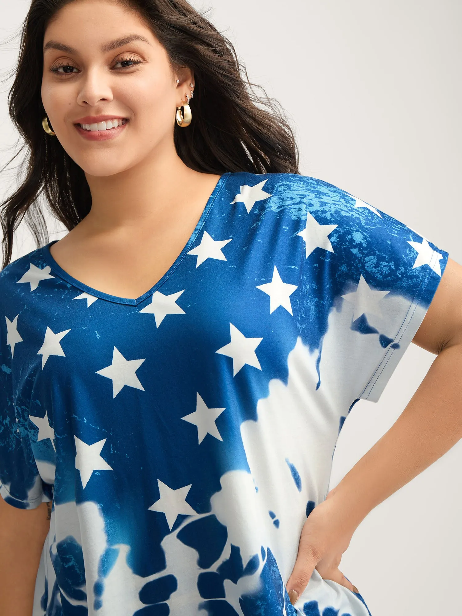 Tie-Dye Star Print T-Shirt sold by Bloomchic product image thumbnail 2