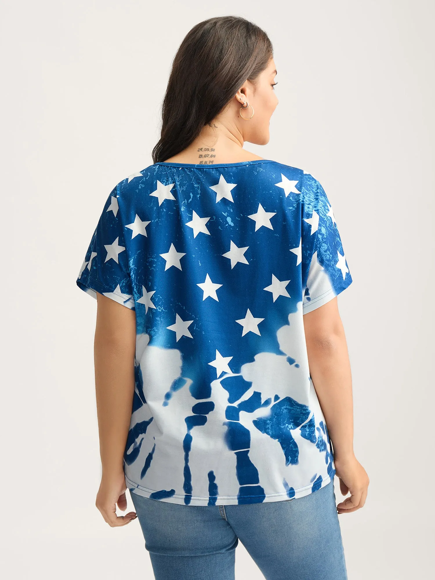 Tie-Dye Star Print T-Shirt sold by Bloomchic product image thumbnail 4